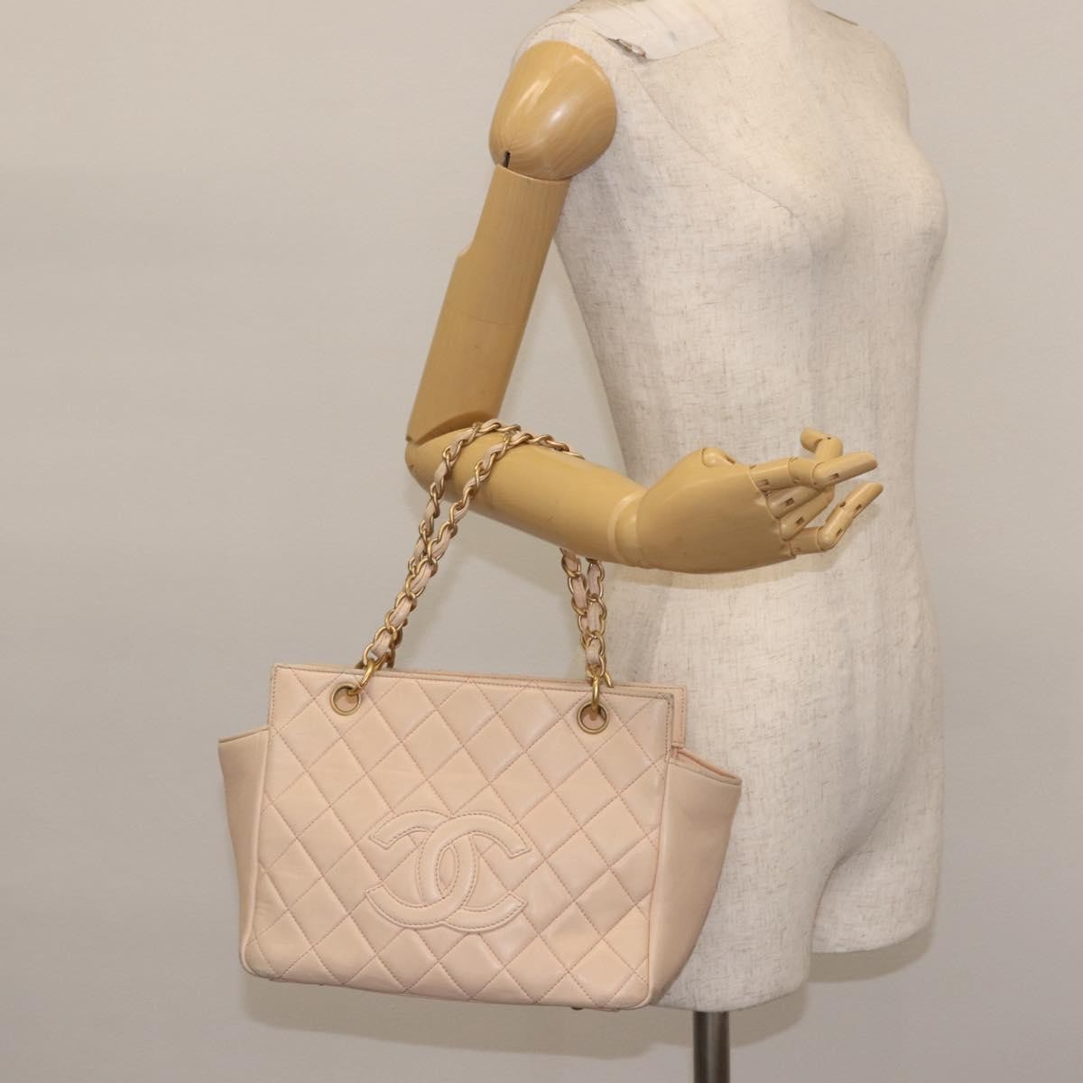 Chanel Petite Timeless Tote Quilted Calfskin Beige Leather Bag (Pre-Owned)
