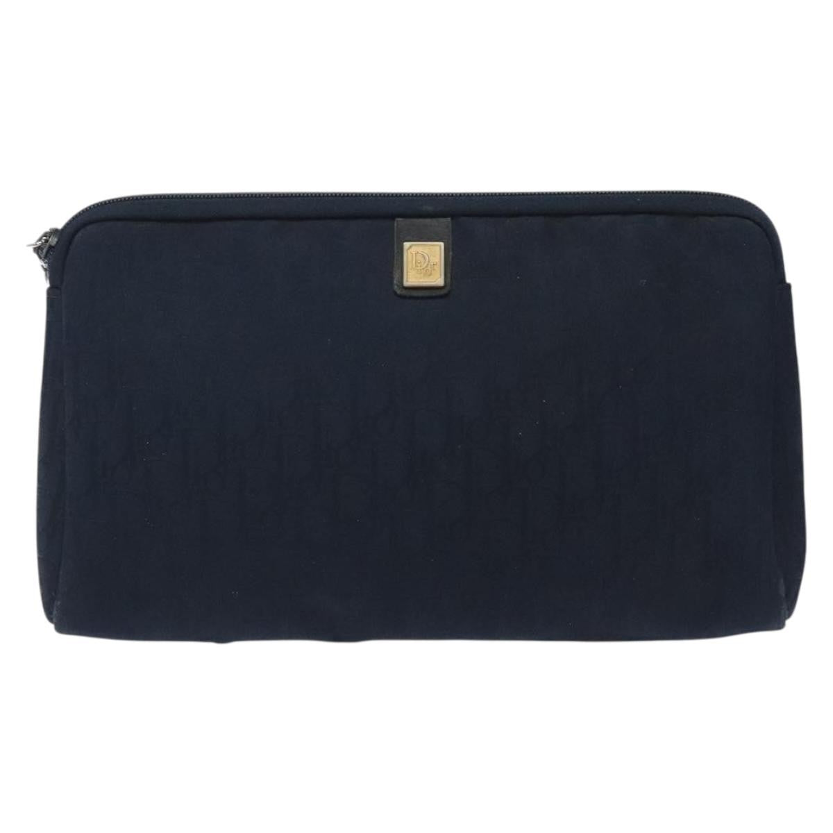 Christian Dior Vintage Trotter Embroidered Diorissimo Canvas Navy Canvas Clutche & Pouche Bag (Pre-Owned)