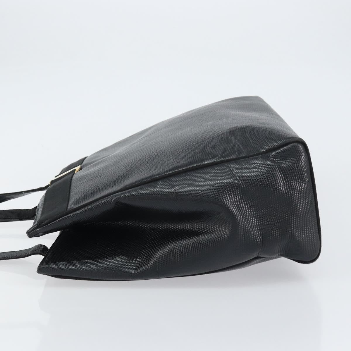 Salvatore Ferragamo Vintage Vara Bow Lizard Embossed Leather Black Leather Tote Bag Bag (Pre-Owned)
