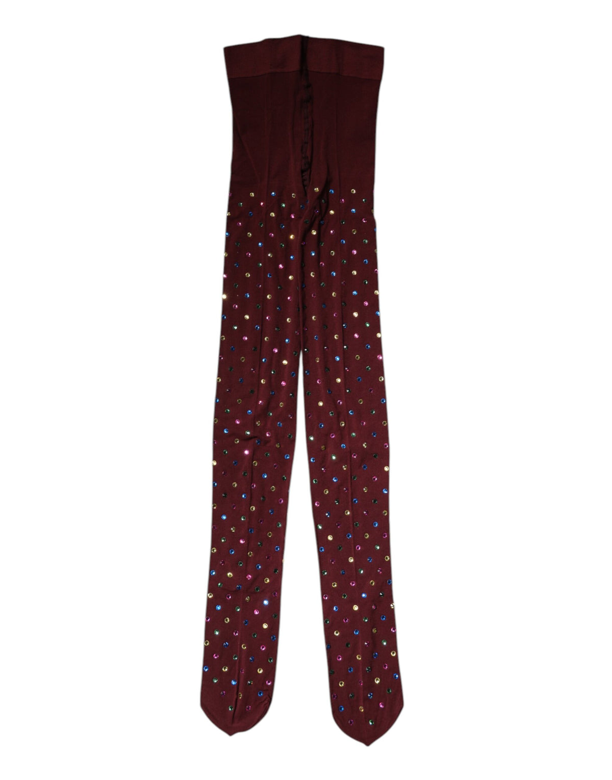 Dolce & Gabbana Maroon Nylon Crystal Embellished Pantyhose Women's Tights