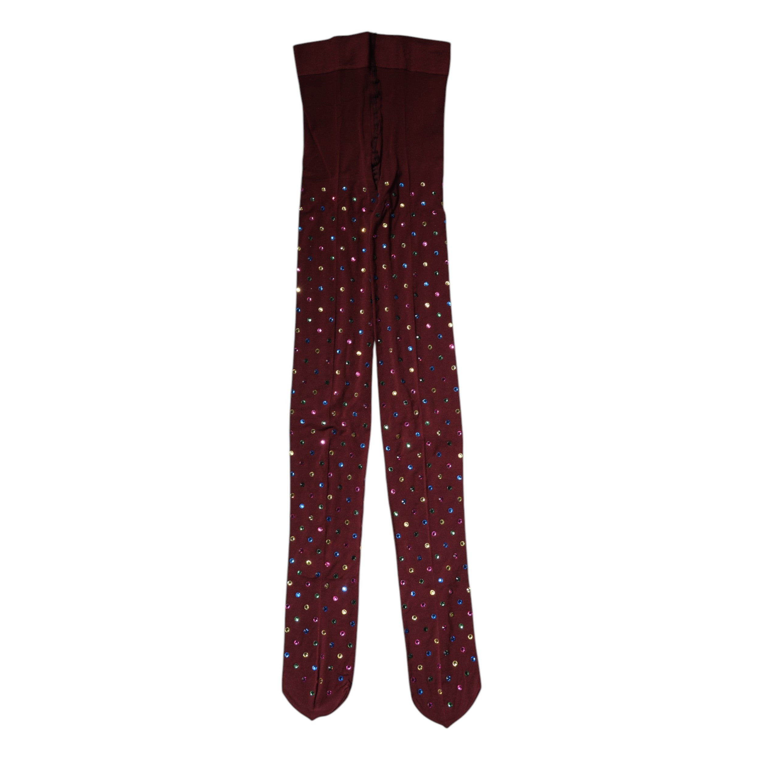 Dolce & Gabbana Maroon Nylon Crystal Embellished Pantyhose Women's Tights