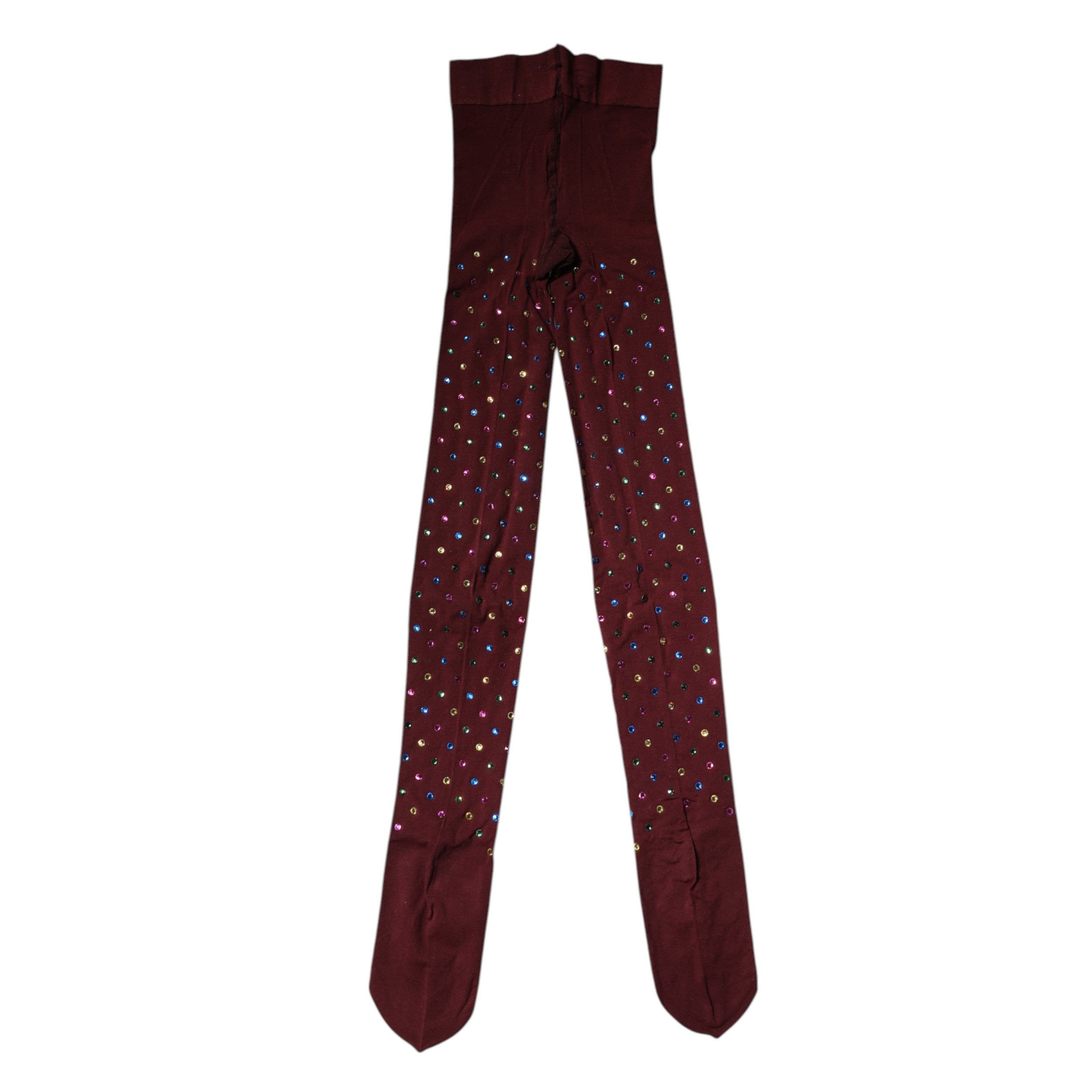 Dolce & Gabbana Maroon Nylon Crystal Embellished Pantyhose Women's Tights