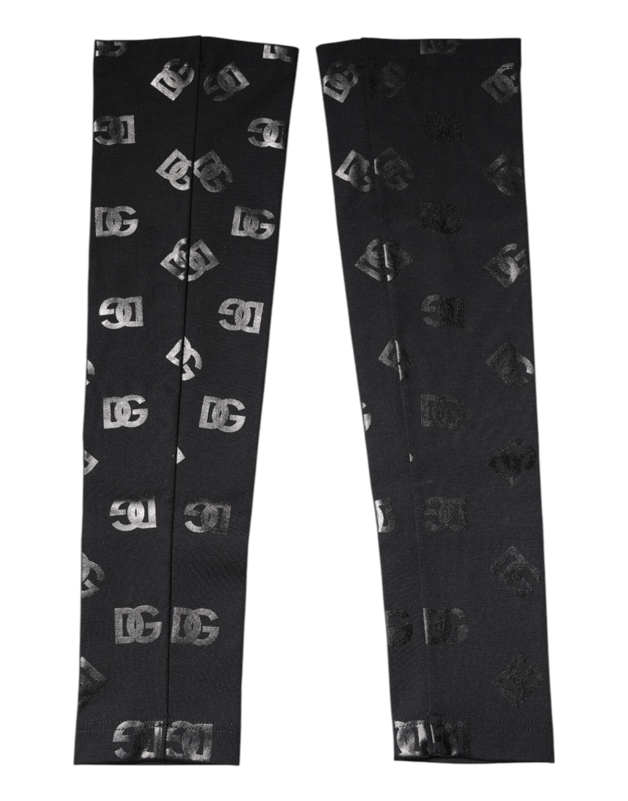 Dolce & Gabbana Black DG Logo Monogram Wool Stretch Arm Women's Sleeves