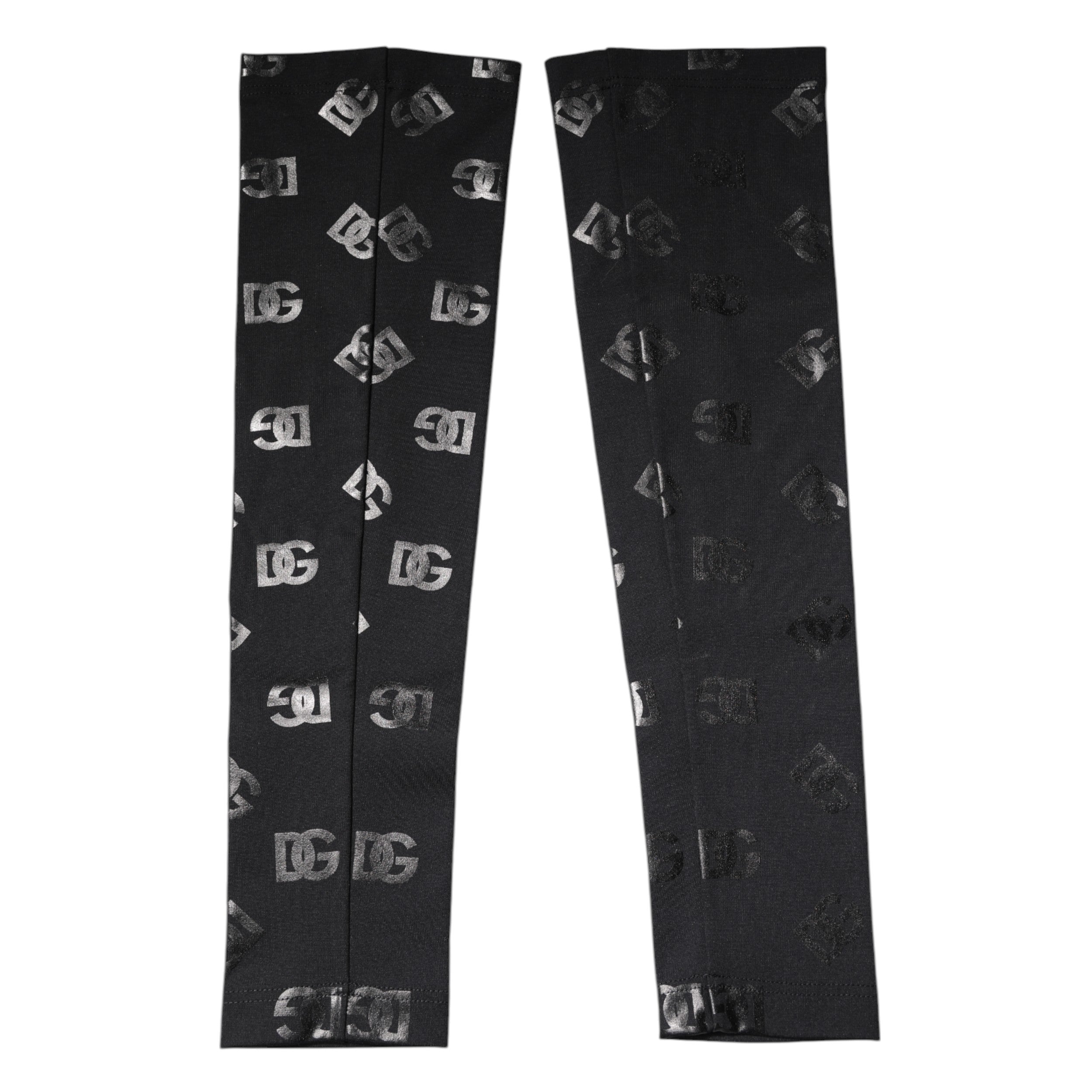 Dolce & Gabbana Black DG Logo Monogram Wool Stretch Arm Women's Sleeves