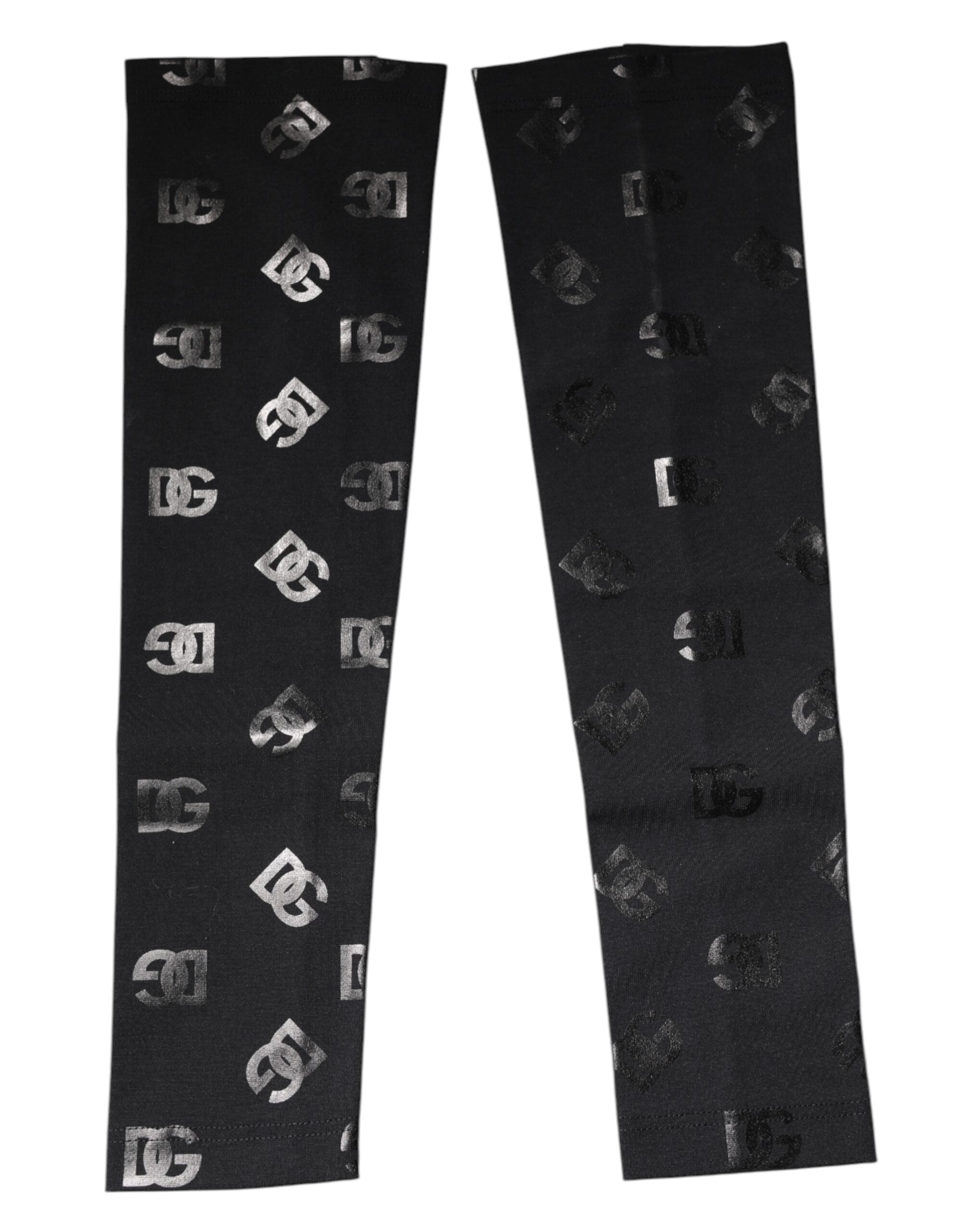 Dolce & Gabbana Black DG Logo Monogram Wool Stretch Arm Women's Sleeves