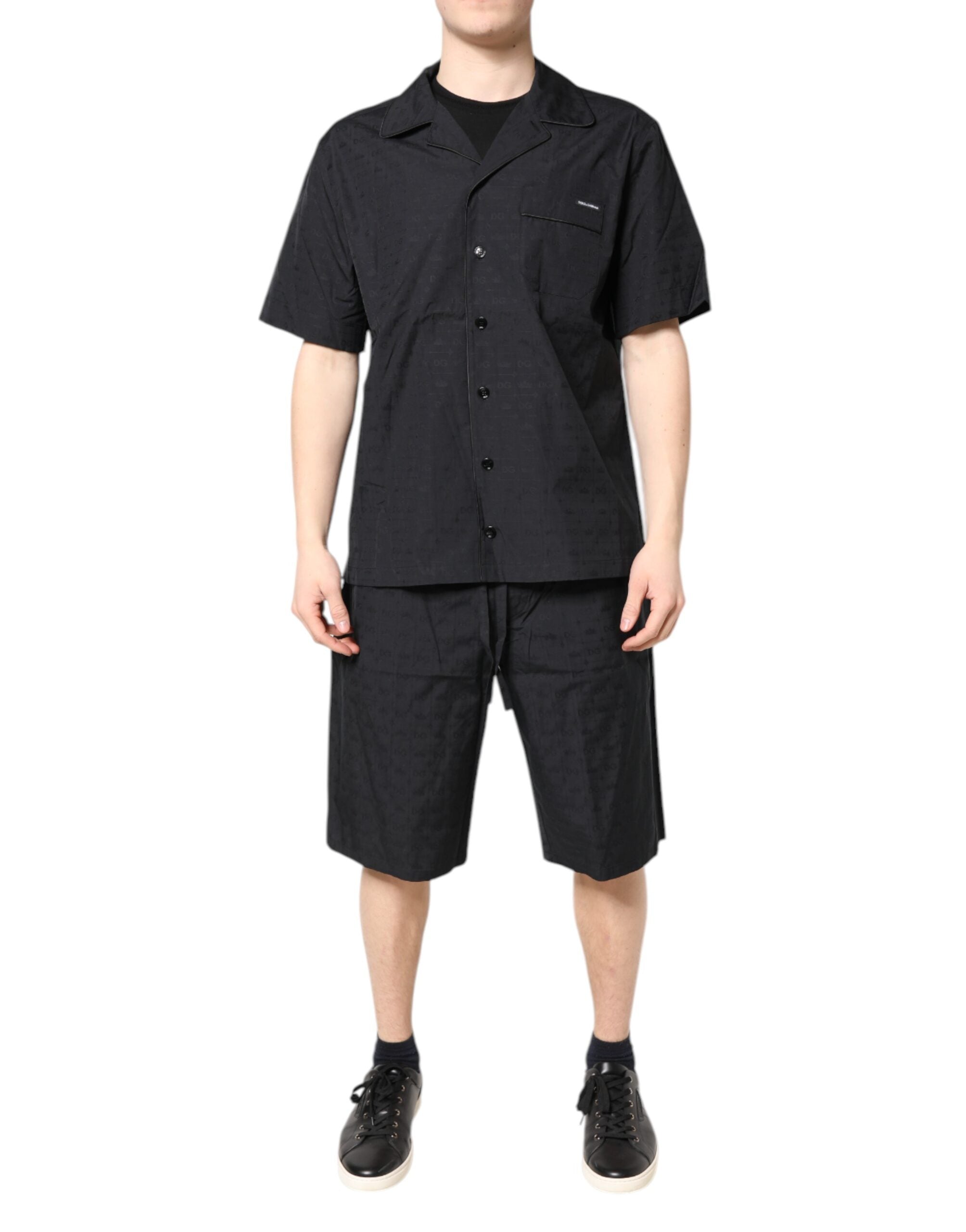 Dolce & Gabbana Black Cotton Men Pajama Set Men's Sleepwear