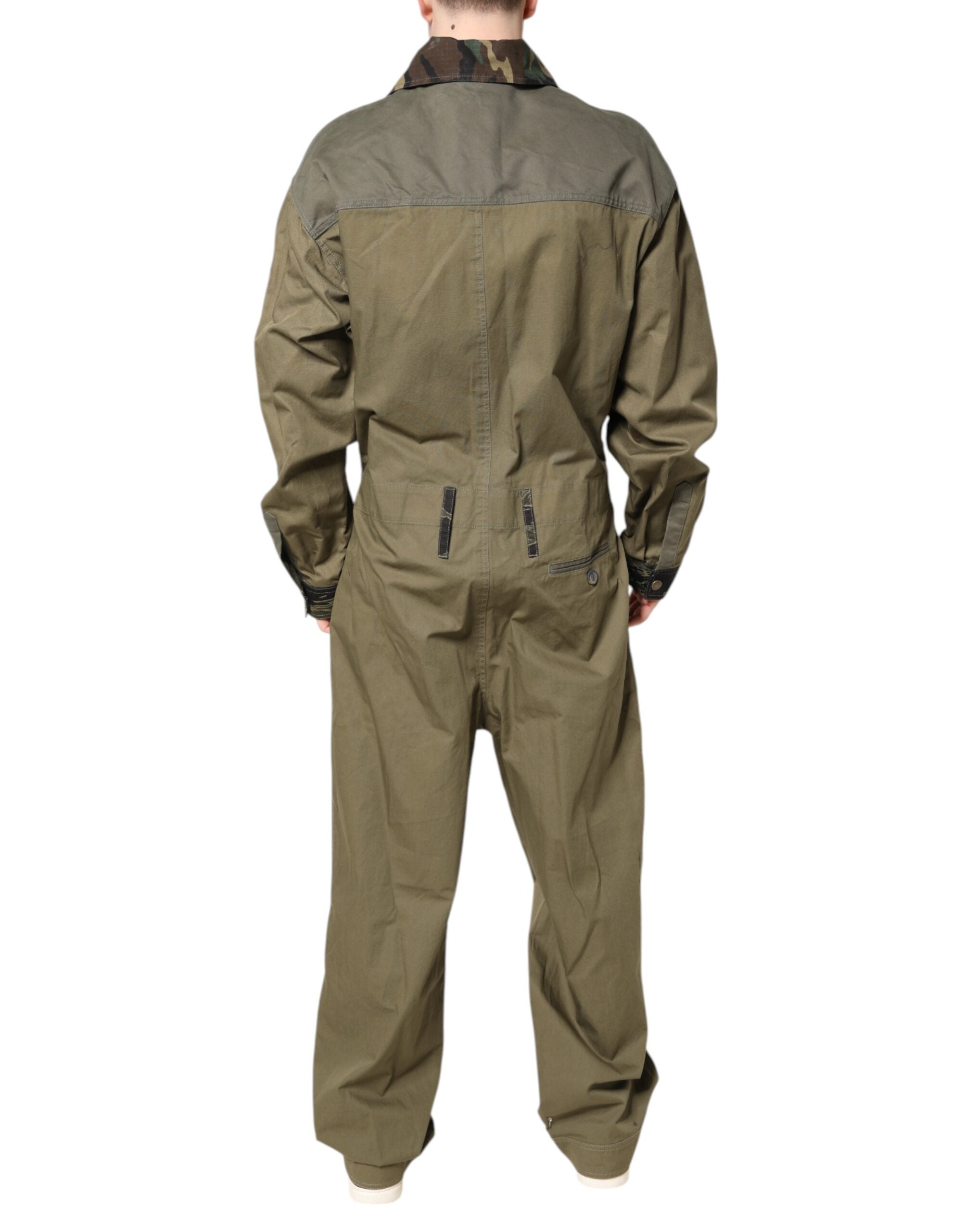 Dolce & Gabbana Brown Cotton Stretch Shirt Pants Casual Men's Set