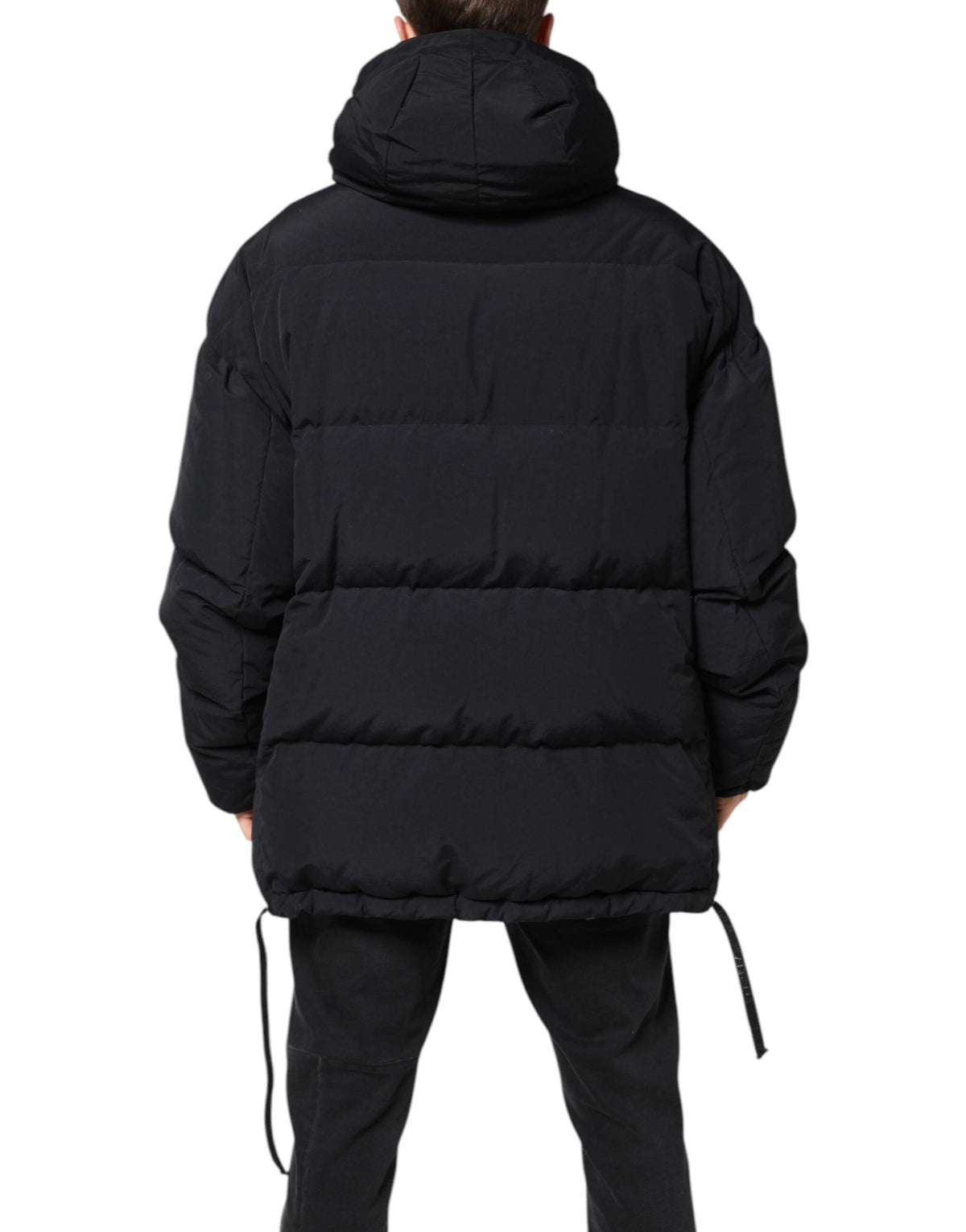 Dolce & Gabbana Black Nylon Full Zip Hooded Parka Men's Jacket