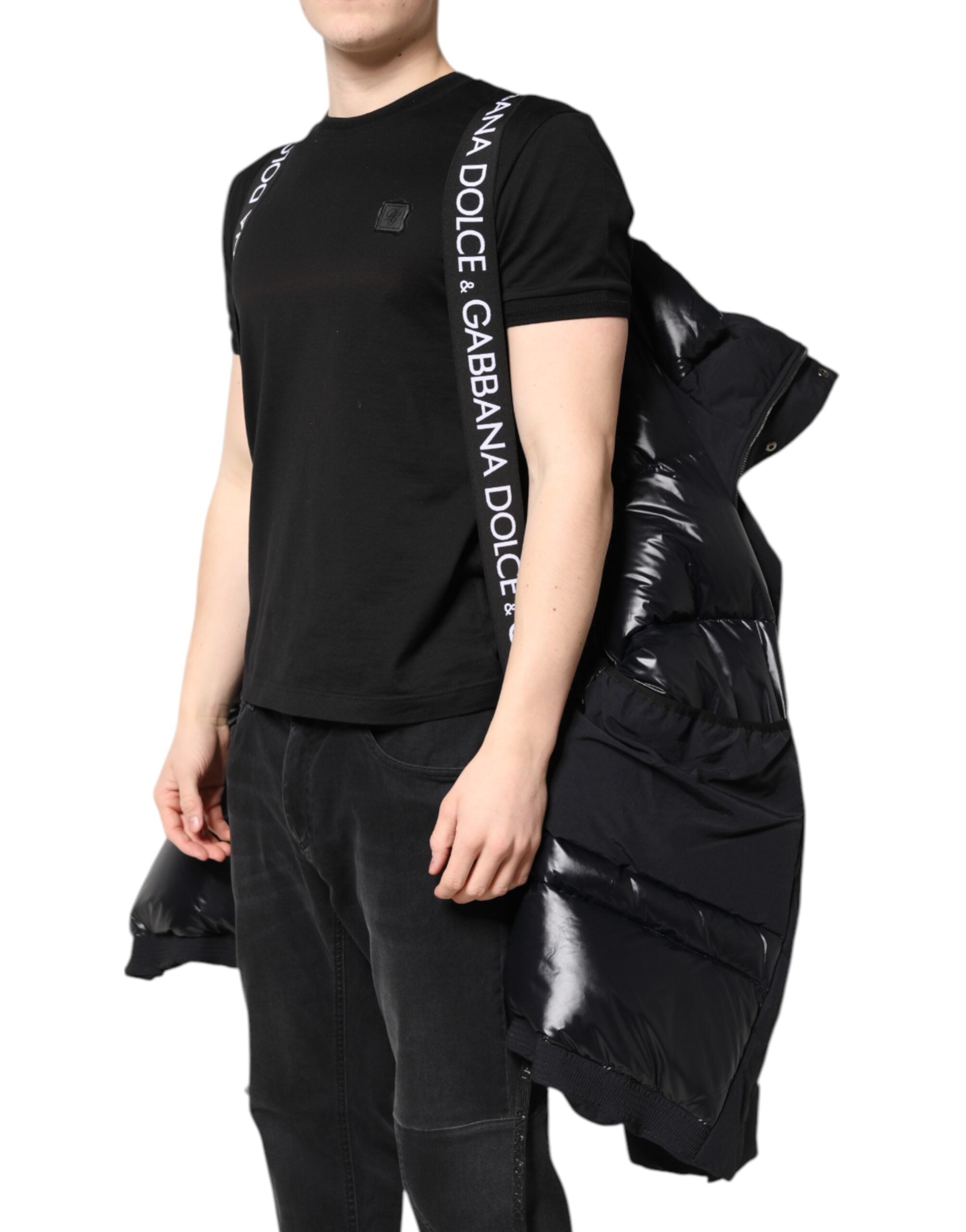 Dolce & Gabbana Black Nylon Full Zip Hooded Parka Men's Jacket
