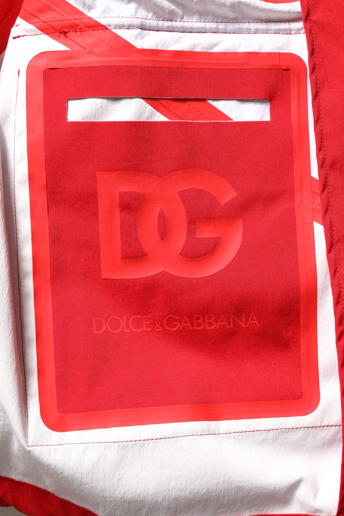 Dolce & Gabbana Red White Nylon Full Zip Windbreaker Men's Jacket (Pre-Owned)