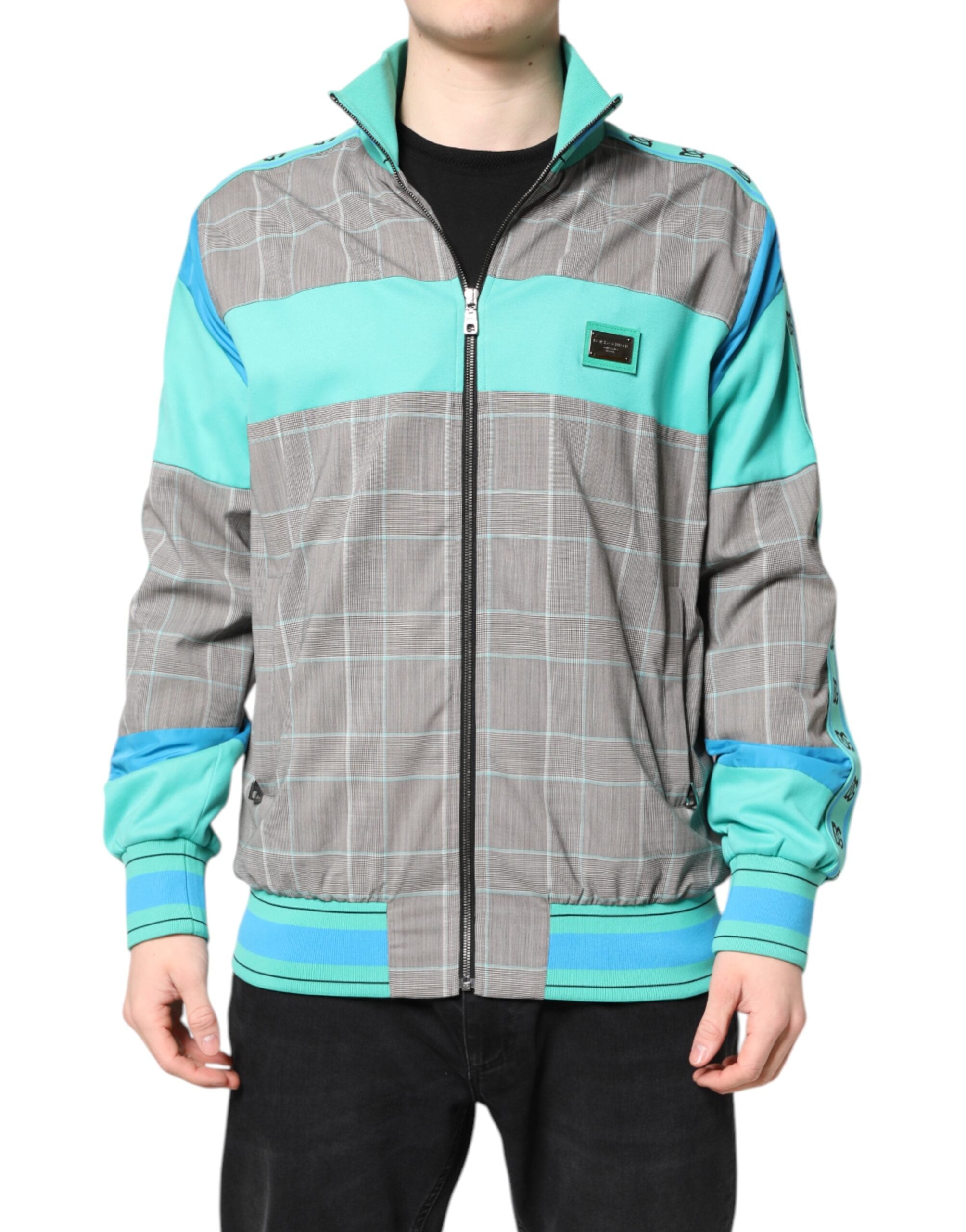 Dolce & Gabbana Multicolor Plaid Full Zip Windbreaker Men's Jacket (Pre-Owned)
