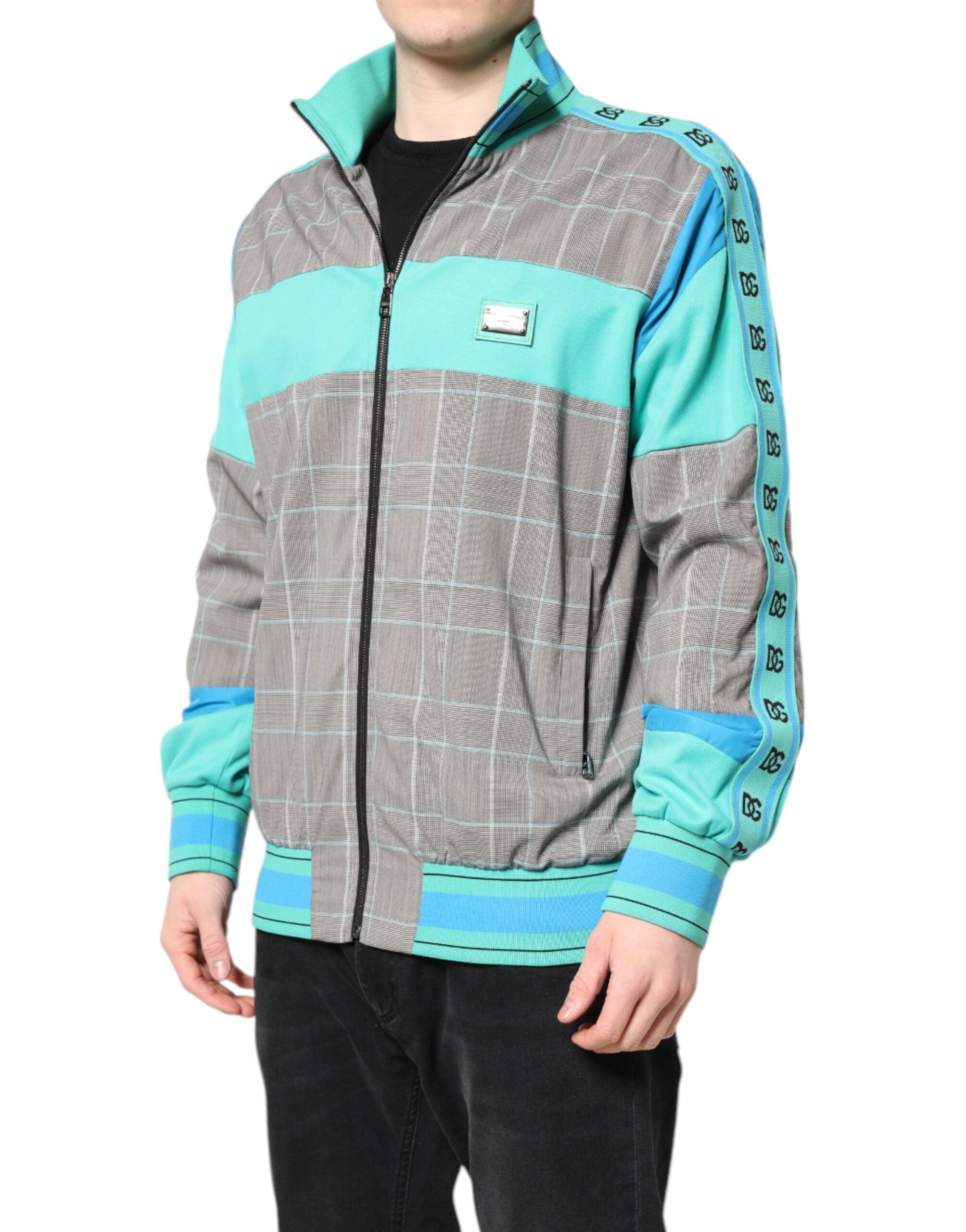 Dolce & Gabbana Multicolor Plaid Full Zip Windbreaker Men's Jacket (Pre-Owned)