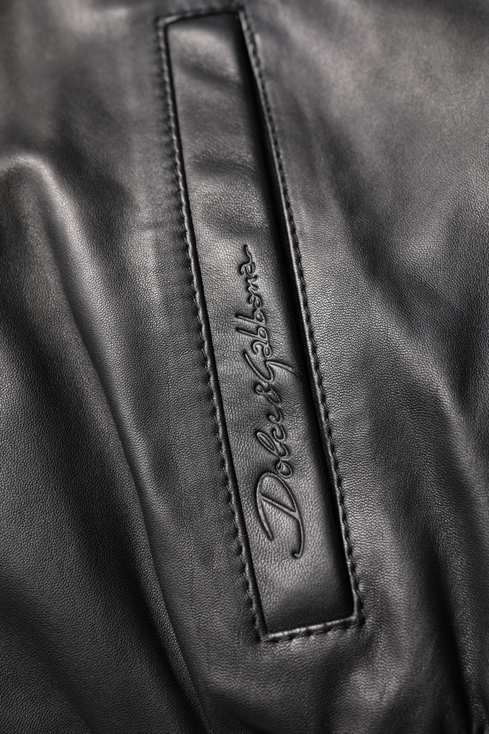 Dolce & Gabbana Black Lambskin Leather Full Zip Biker Men's Jacket (Pre-Owned)