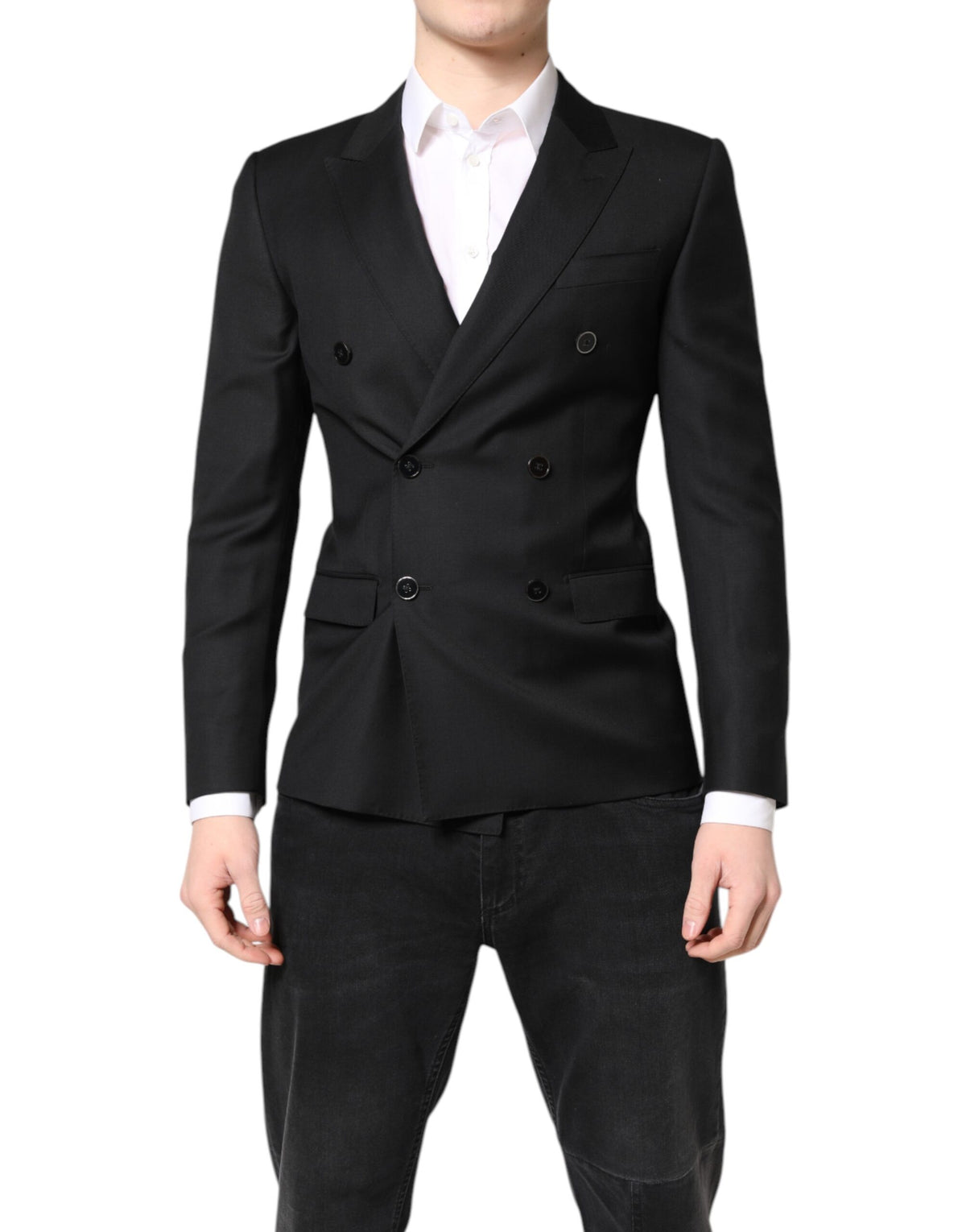 Dolce & Gabbana Black MARTINI Double Breasted Coat Men's Blazer
