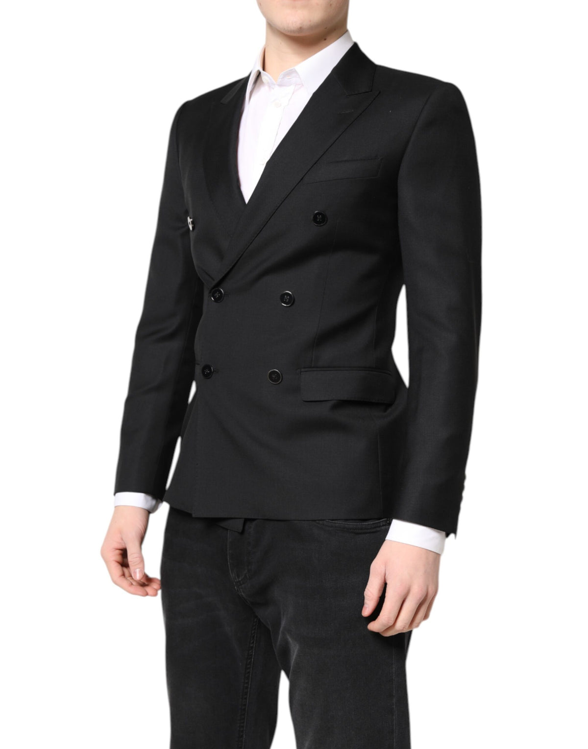 Dolce & Gabbana Black MARTINI Double Breasted Coat Men's Blazer