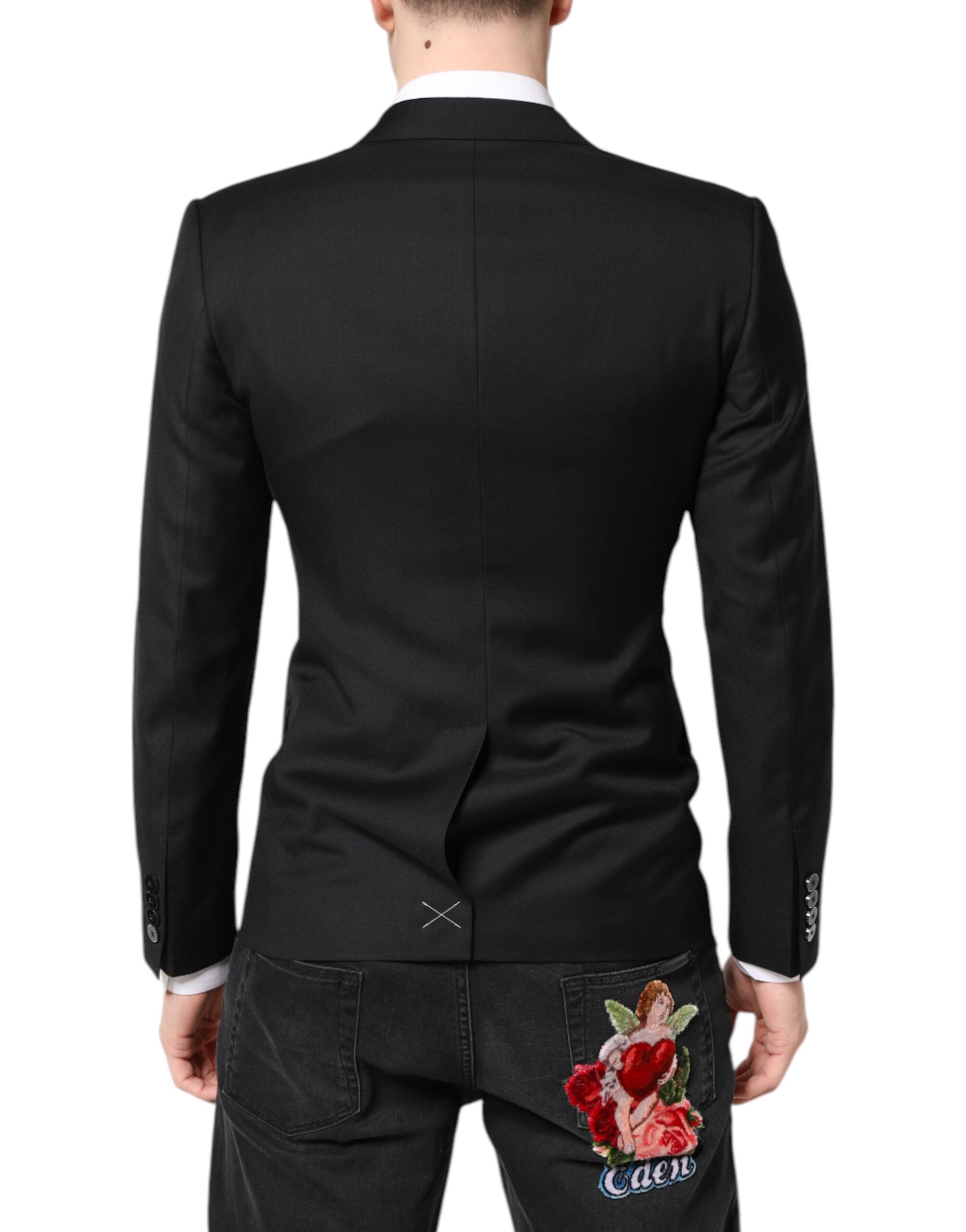 Dolce & Gabbana Black MARTINI Double Breasted Coat Men's Blazer