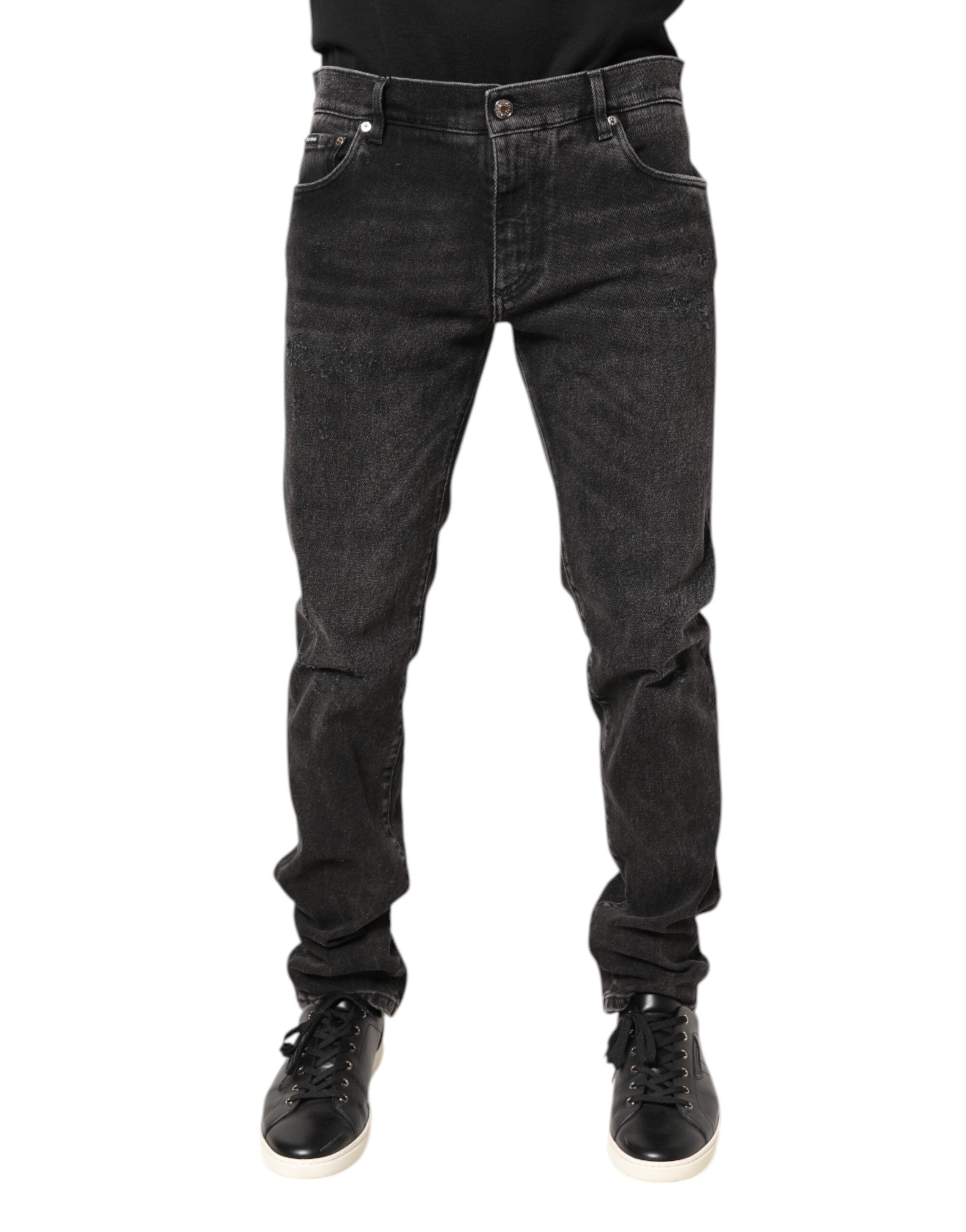 Dolce & Gabbana Gray Washed Cotton Skinny Denim Men's Jeans