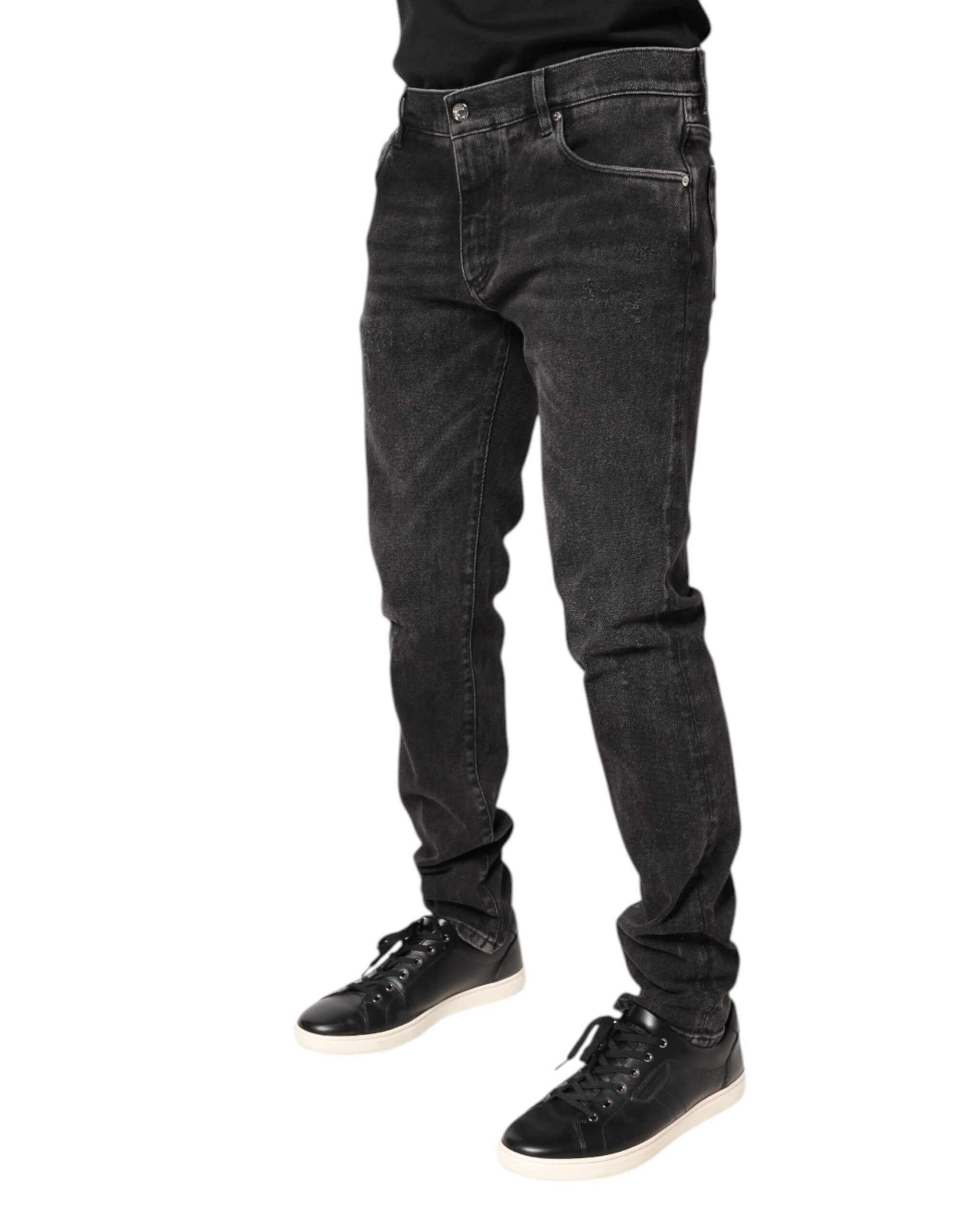 Dolce & Gabbana Gray Washed Cotton Skinny Denim Men's Jeans