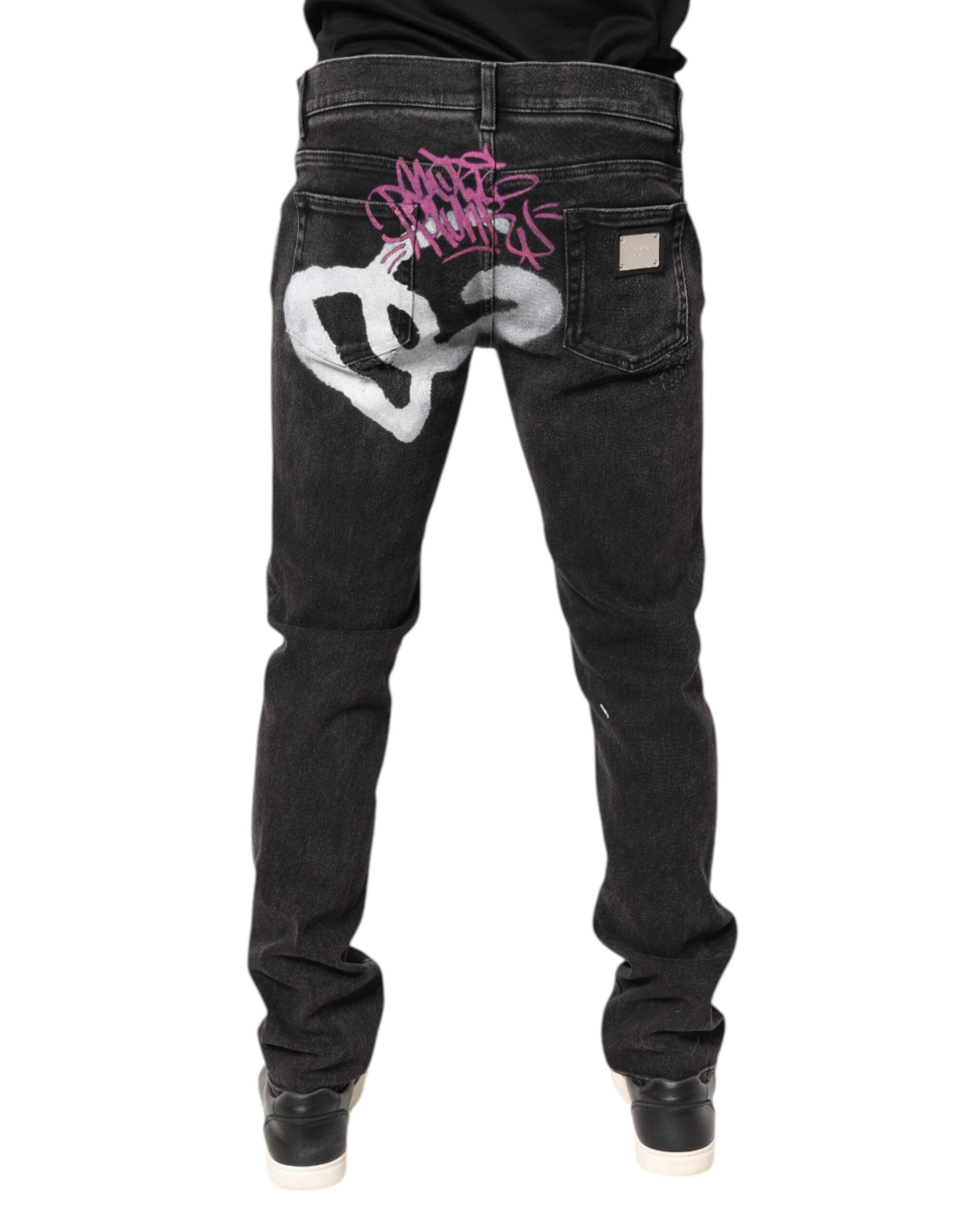 Dolce & Gabbana Gray Washed Cotton Skinny Denim Men's Jeans