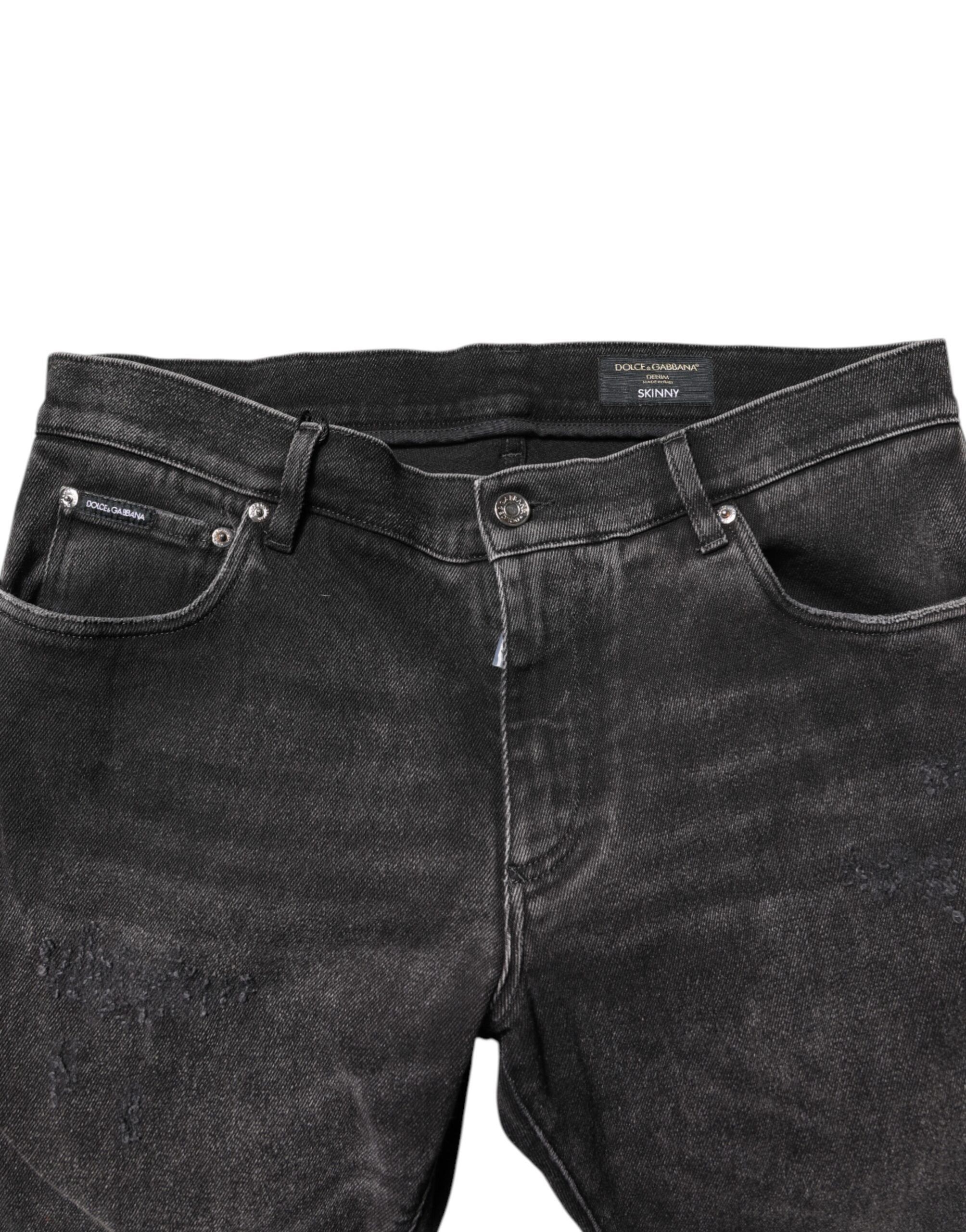 Dolce & Gabbana Gray Washed Cotton Skinny Denim Men's Jeans