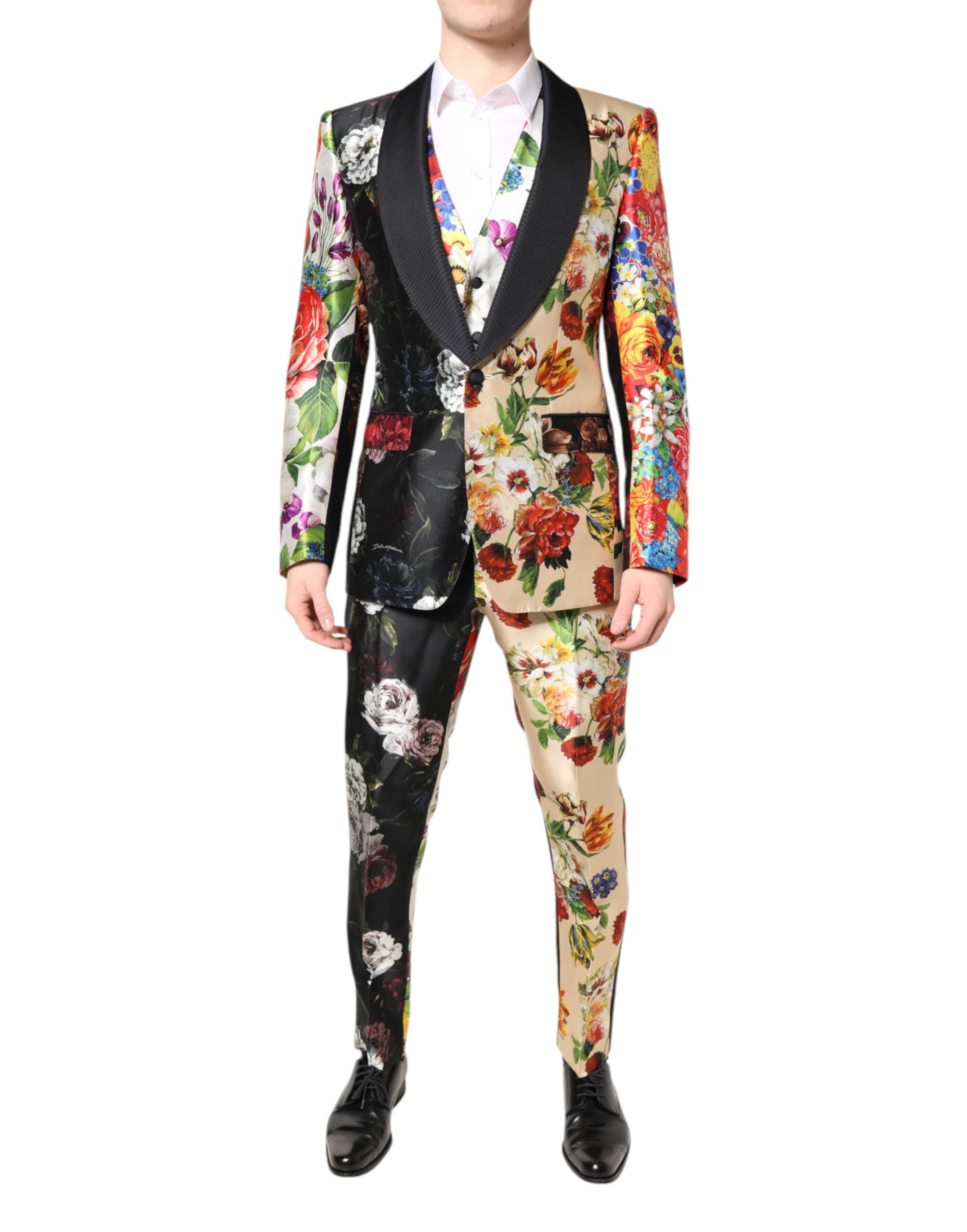 Dolce & Gabbana Multicolor Floral SICILIA Silk 3 Piece Men's Suit