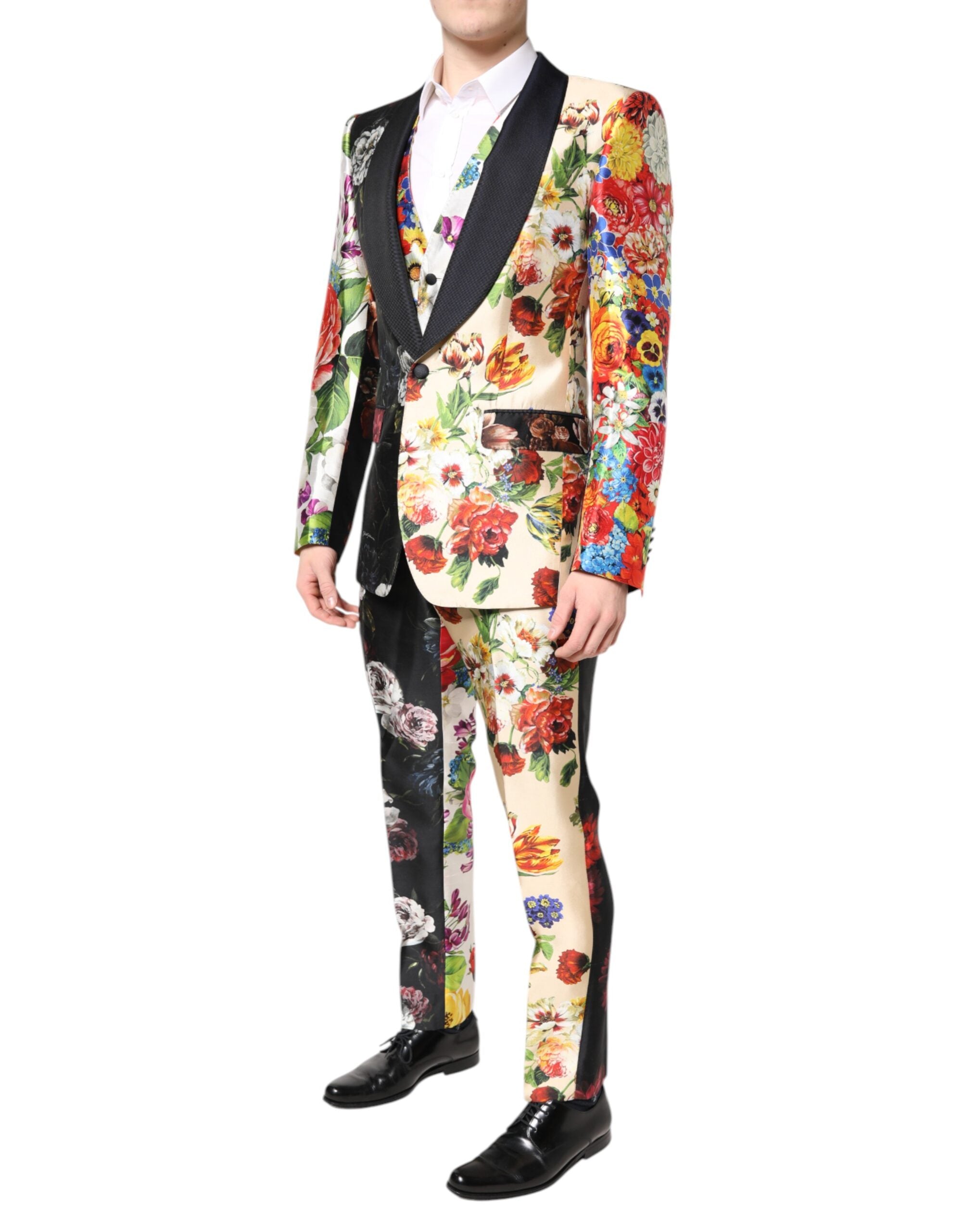 Dolce & Gabbana Multicolor Floral SICILIA Silk 3 Piece Men's Suit