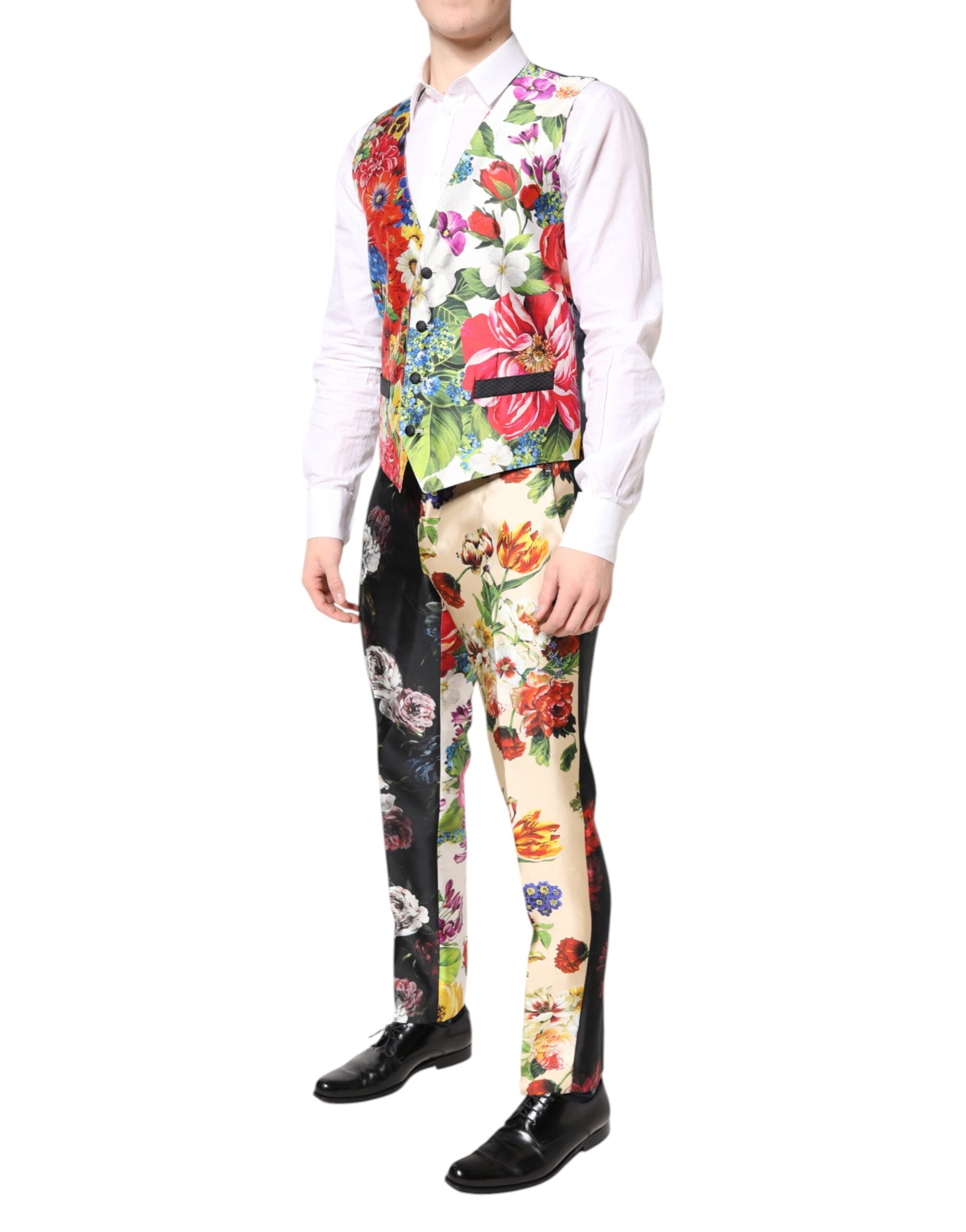 Dolce & Gabbana Multicolor Floral SICILIA Silk 3 Piece Men's Suit