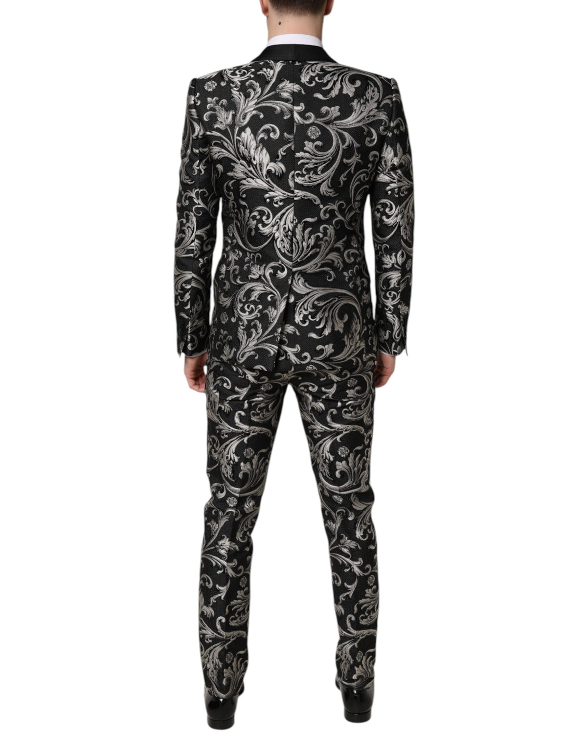 Dolce & Gabbana Dark Gray MARTINI Jacquard Men 3 Piece Men's Suit
