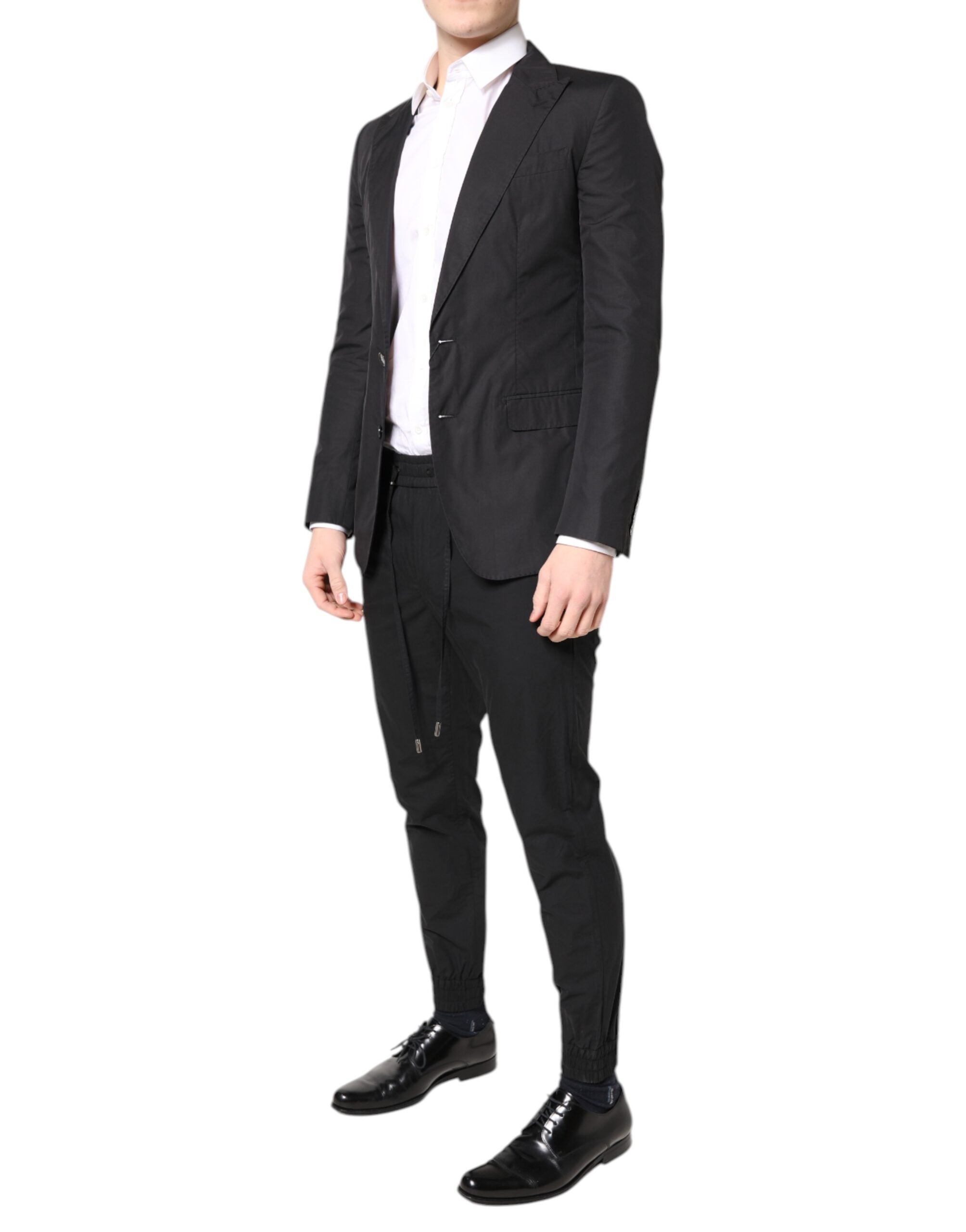 Dolce & Gabbana Black Cotton TAORMINA Formal 2 Piece Men's Suit (Pre-Owned)