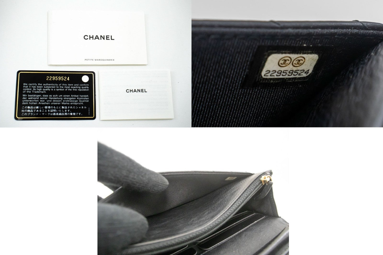 Chanel Wallet On Chain Chevron Caviar Black Calfskin Wallets Accessory (Pre-Owned)