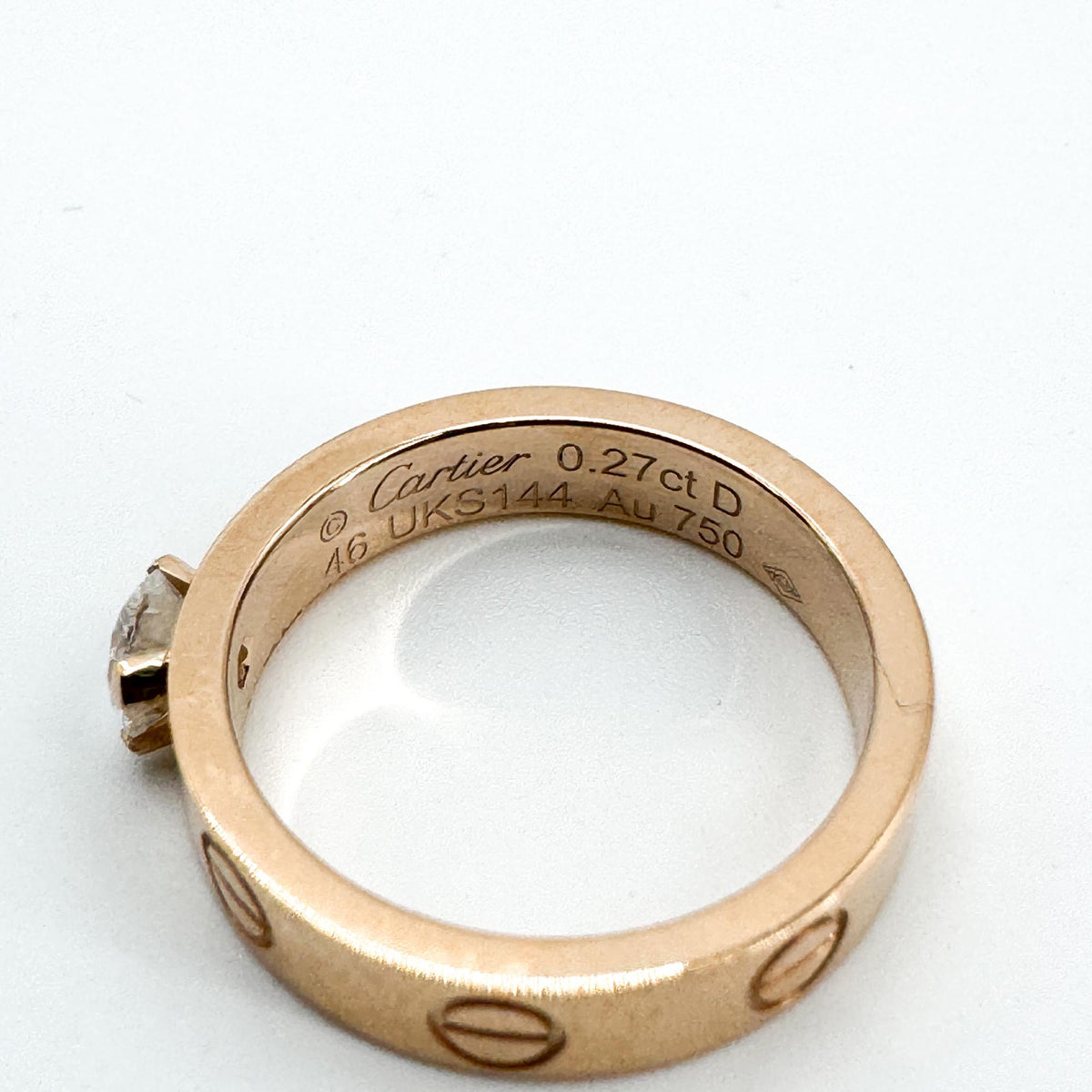 Cartier Love Solitaire 18K Rose Gold And Diamond Gold Rose_Gold Ring Jewelry (Pre-Owned)