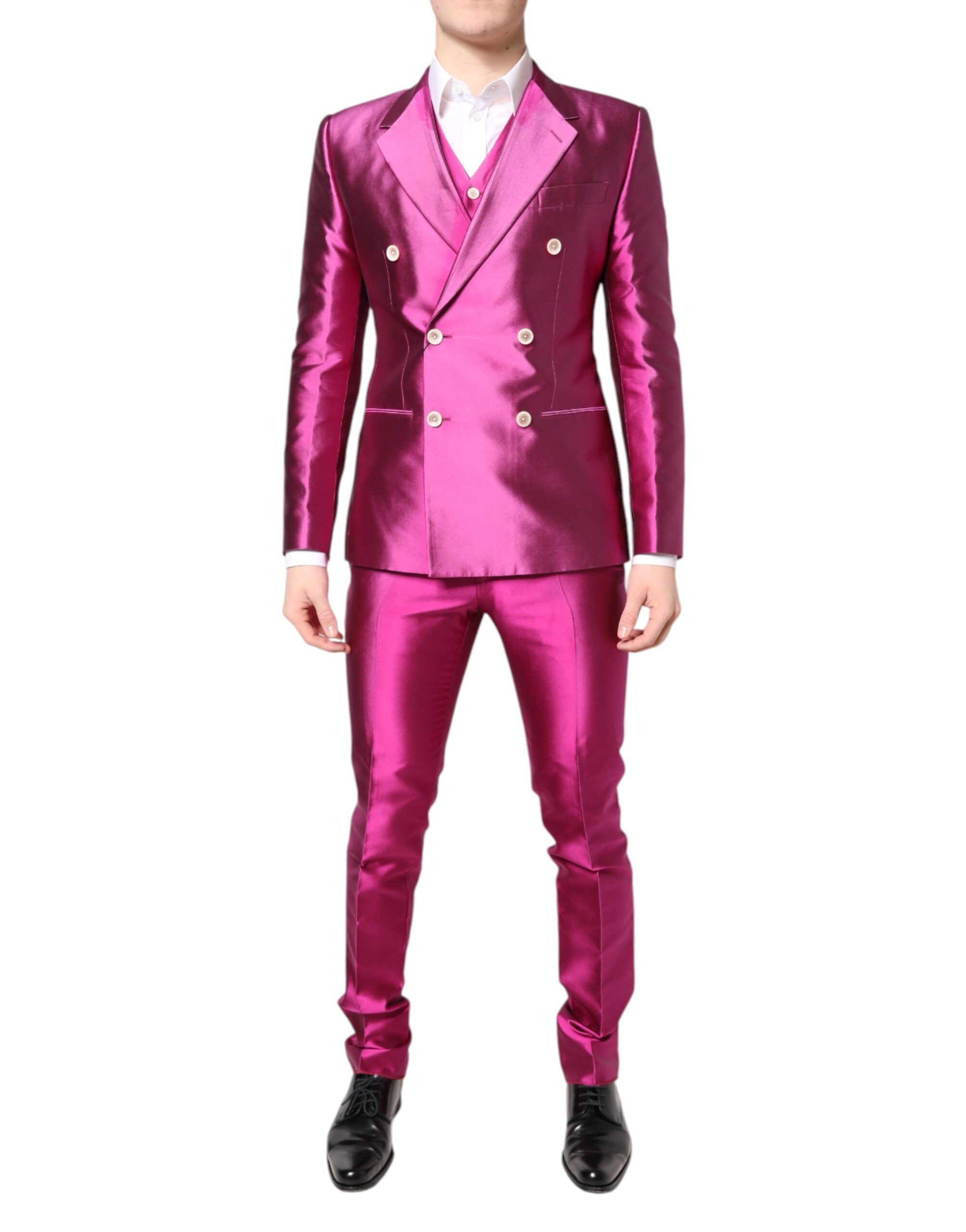 Dolce & Gabbana Pink SICILIA Double Breasted 3 Piece Men's Suit (Pre-Owned)