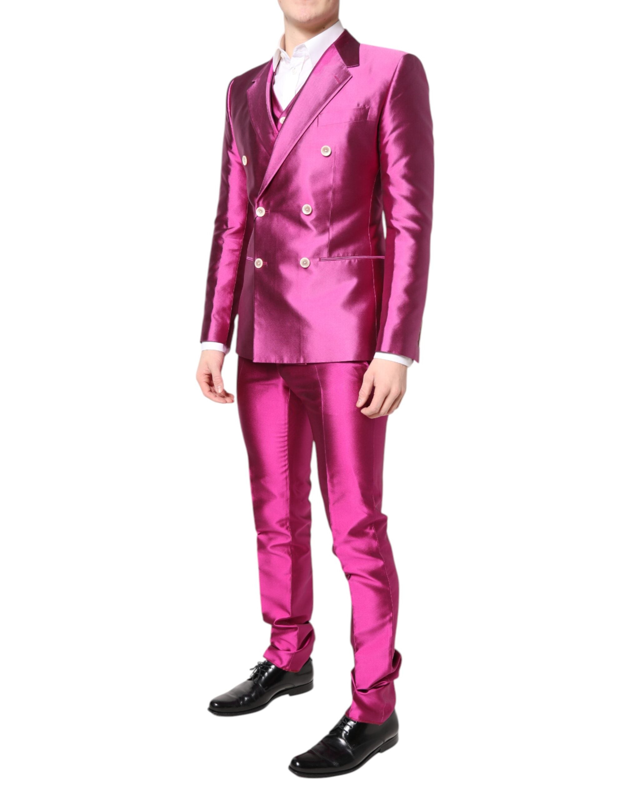 Dolce & Gabbana Pink SICILIA Double Breasted 3 Piece Men's Suit (Pre-Owned)