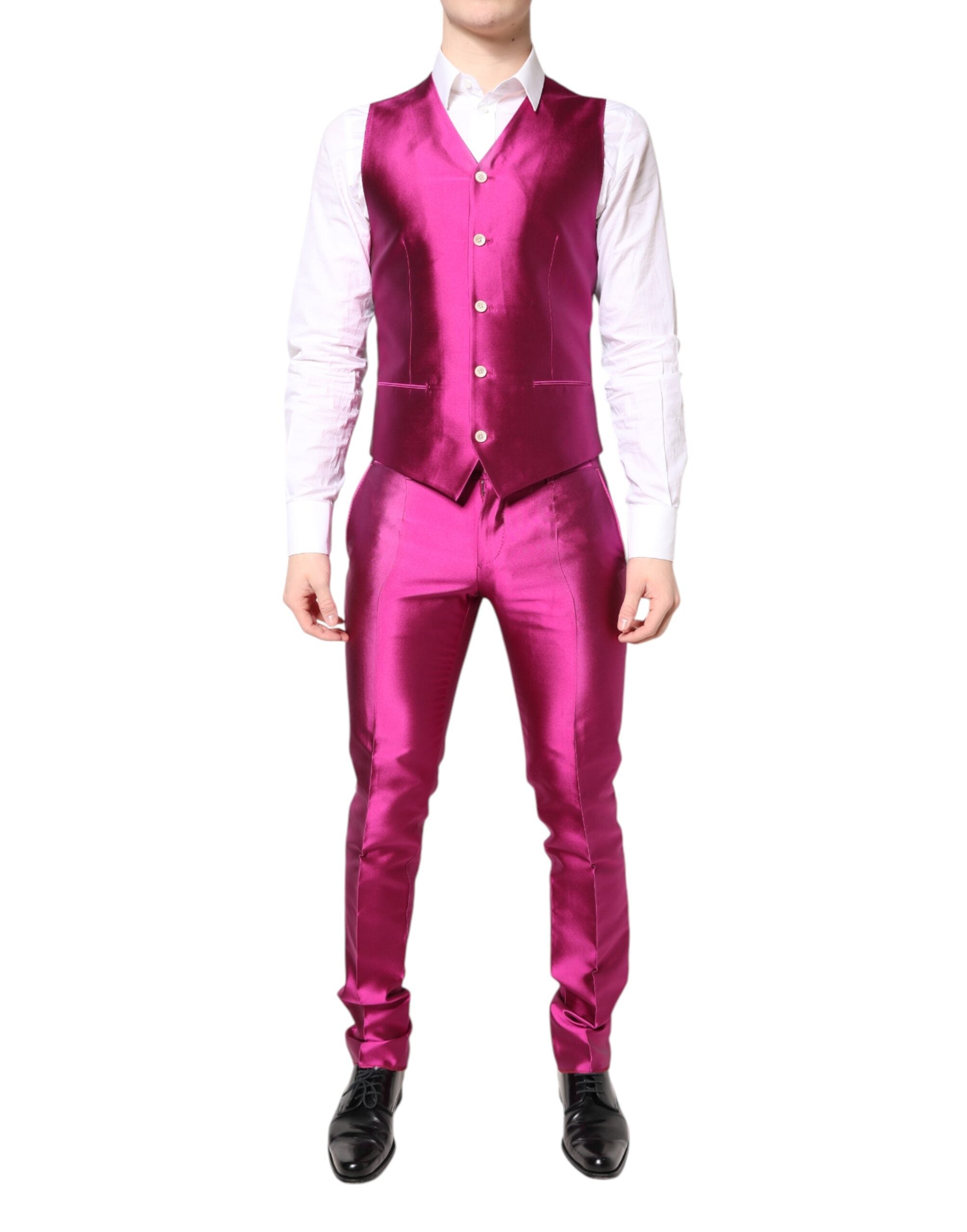 Dolce & Gabbana Pink SICILIA Double Breasted 3 Piece Men's Suit (Pre-Owned)