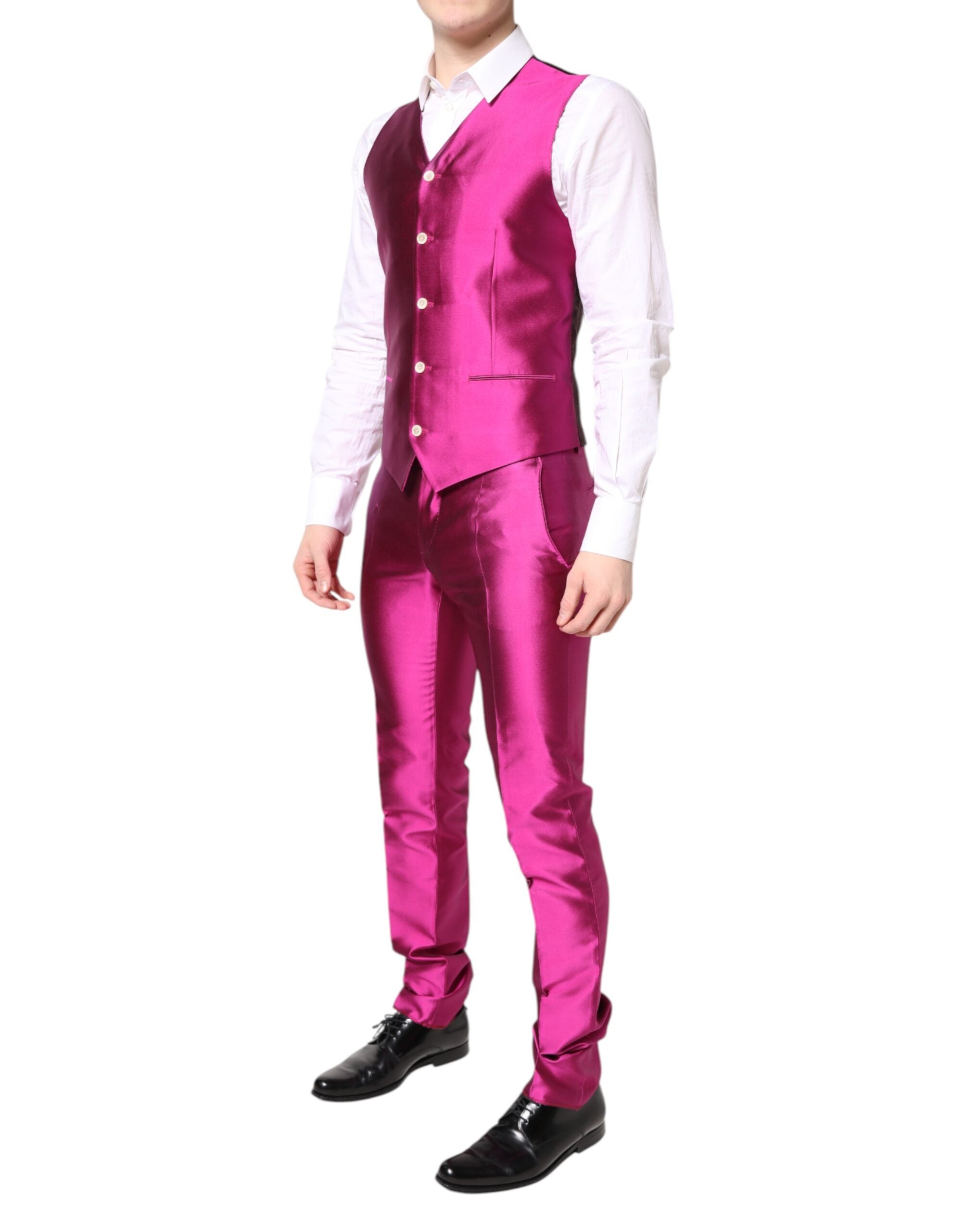 Dolce & Gabbana Pink SICILIA Double Breasted 3 Piece Men's Suit (Pre-Owned)
