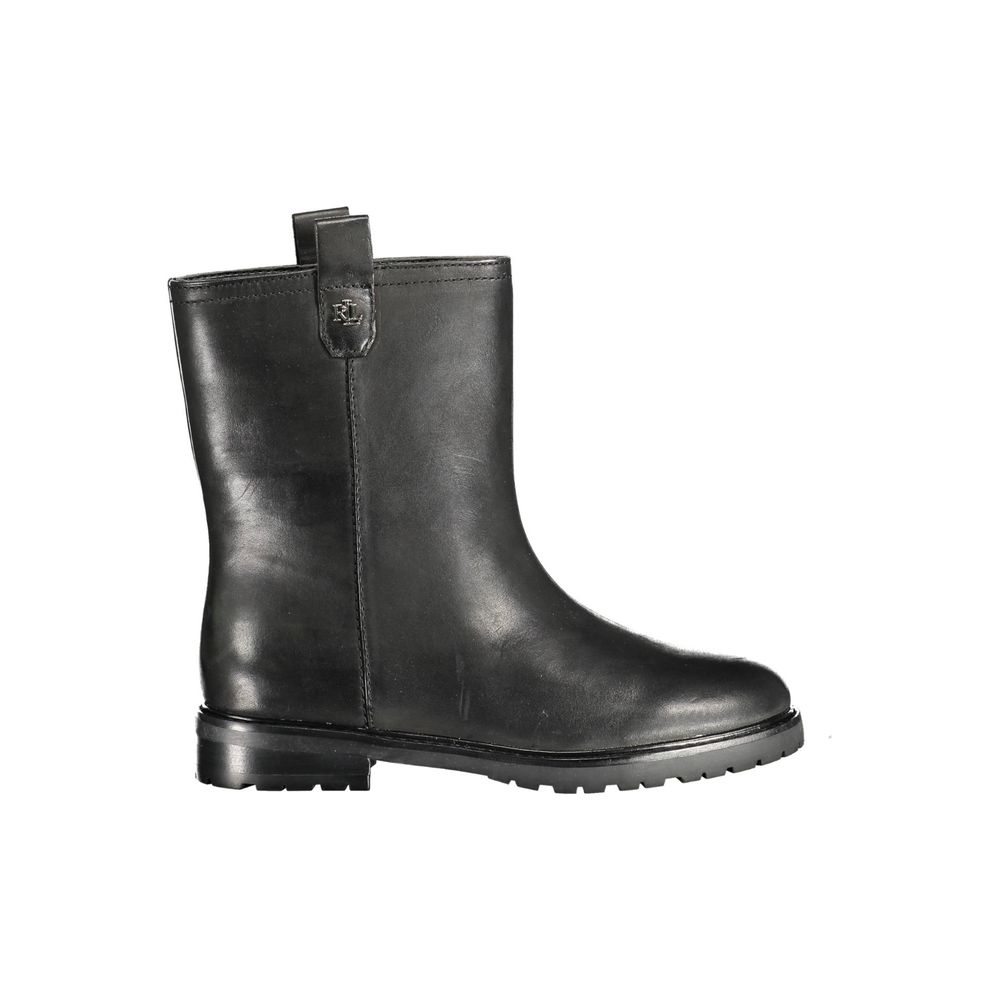 Ralph Lauren Black Leather Women Ankle Women's Boot