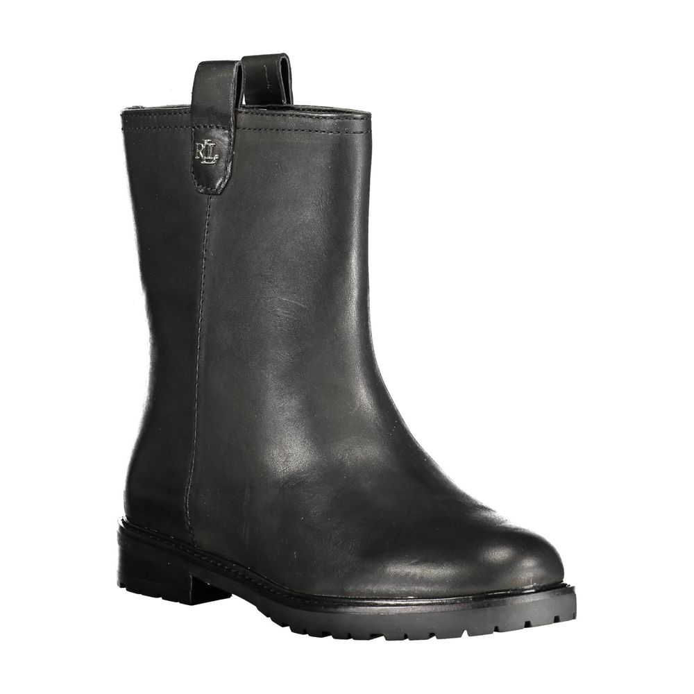 Ralph Lauren Black Leather Women Ankle Women's Boot