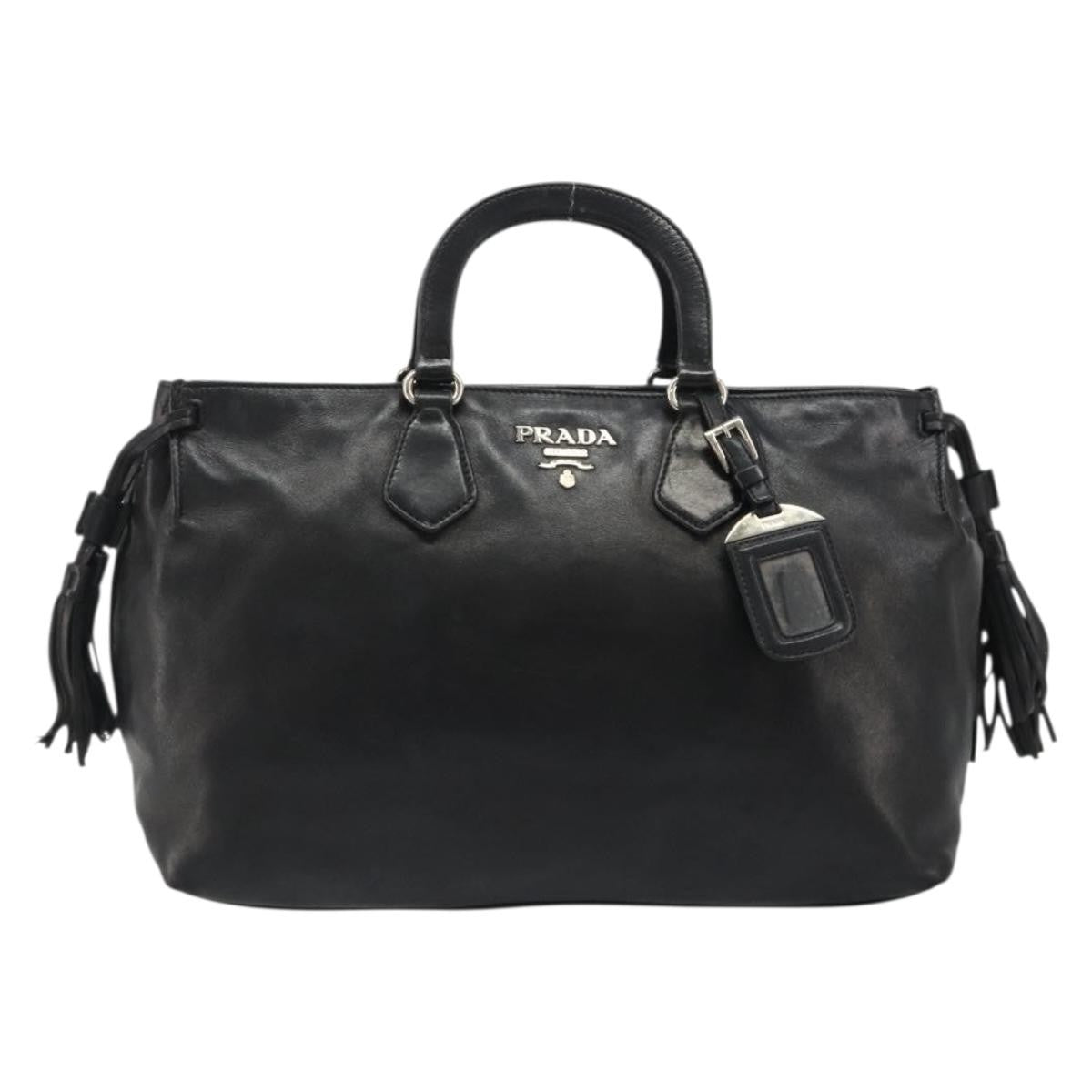Prada Vitello Daino Convertible Tote Vitello Daino Black Leather Handbag (Pre-Owned)
