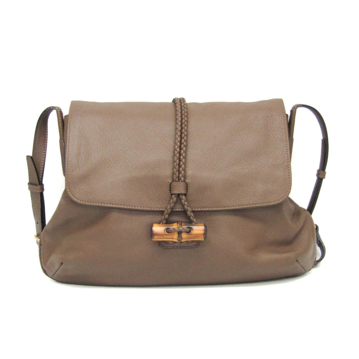 Gucci Bamboo Shoulder Leather Brown Leather Shoulder Bag Bag (Pre-Owned)
