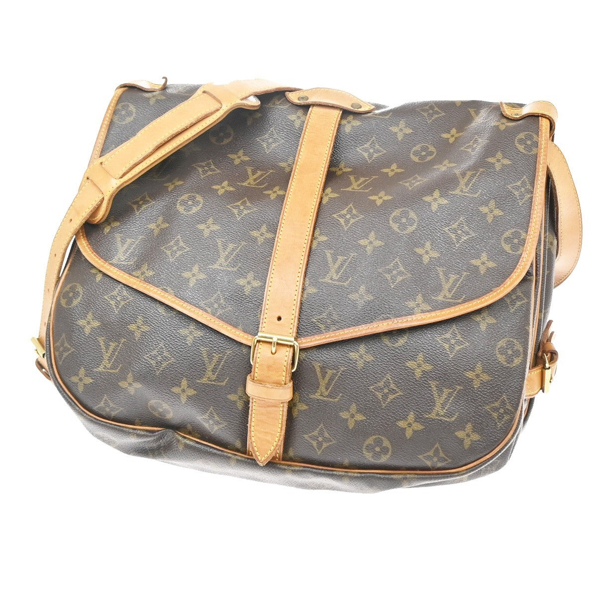 Louis Vuitton Saumur Monogram Brown Canvas Shoulder Bag Bag (Pre-Owned)