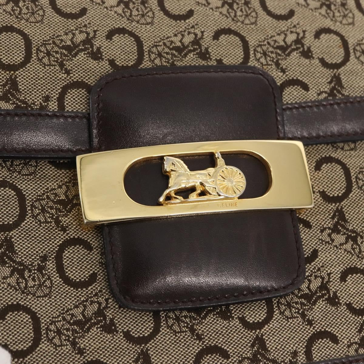 Celine Vintage Horse Carriage C Macadam Canvas And Leather Beige Canvas Shoulder Bag Bag (Pre-Owned)