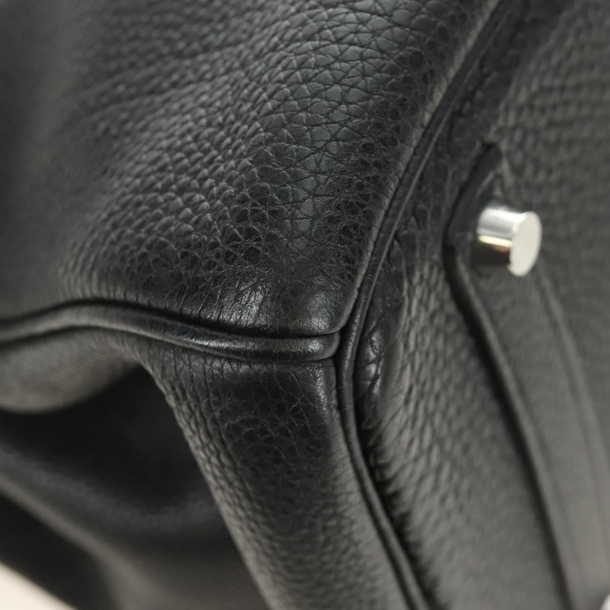 Hermes Birkin Black Clemence With Palladium Hardware Black Leather Handbag (Pre-Owned)