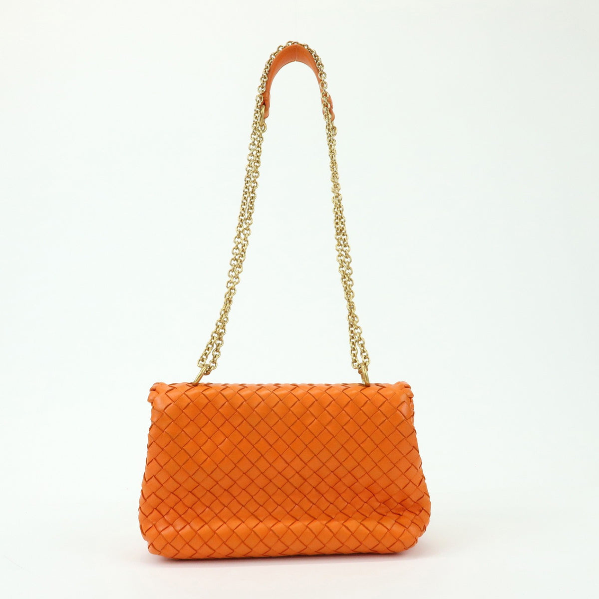 Bottega Veneta Olimpia Intrecciato Nappa Orange Leather Crossbody Bag Bag (Pre-Owned)