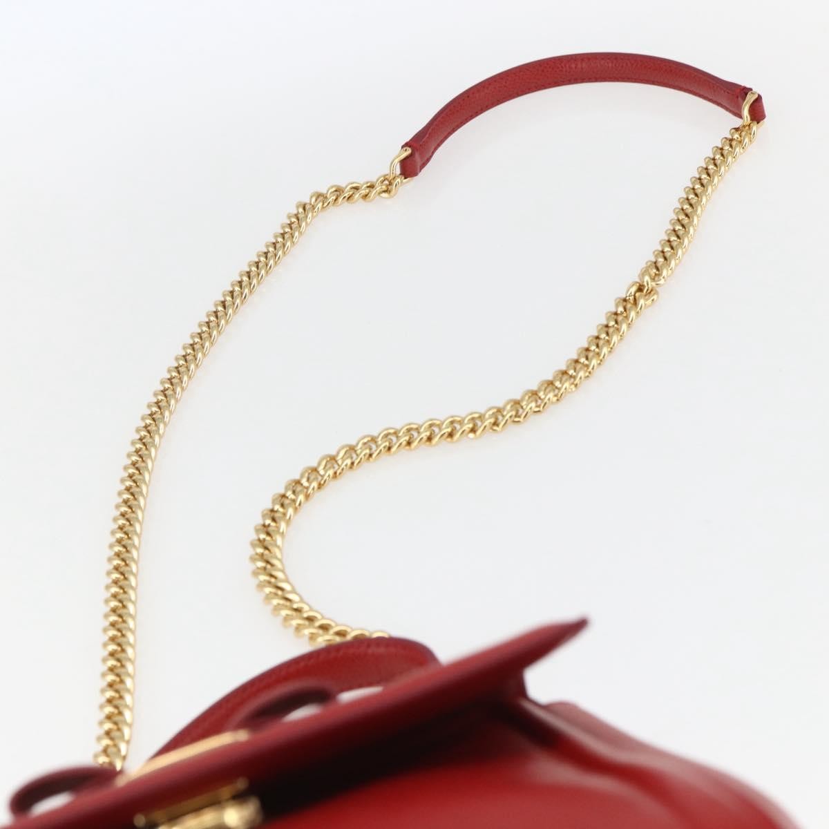 Salvatore Ferragamo Carrie Vara Saffiano Leather Red Leather Shoulder Bag Bag (Pre-Owned)