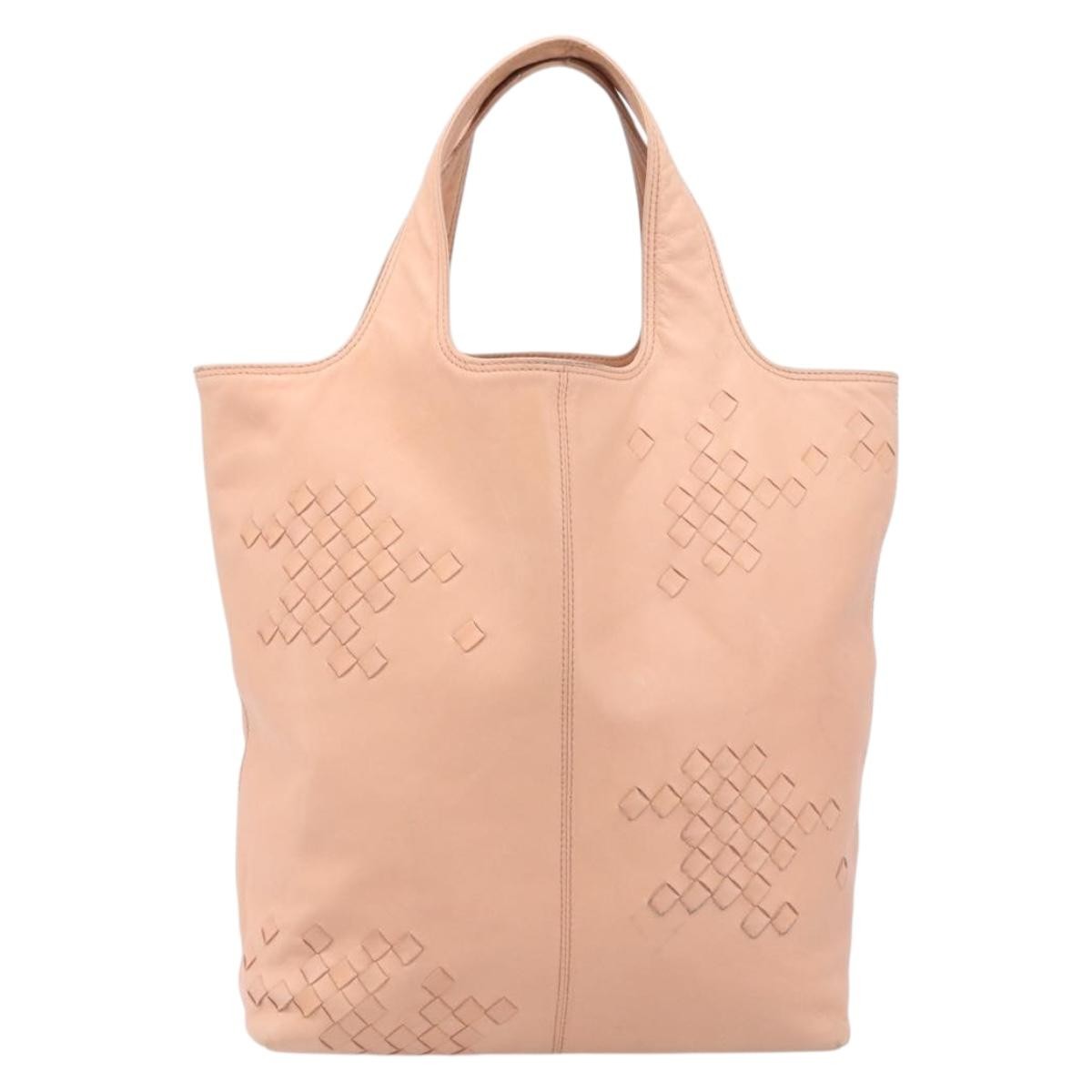 Bottega Veneta Regent Leather With Intrecciato Detail Pink Leather Tote Bag Bag (Pre-Owned)