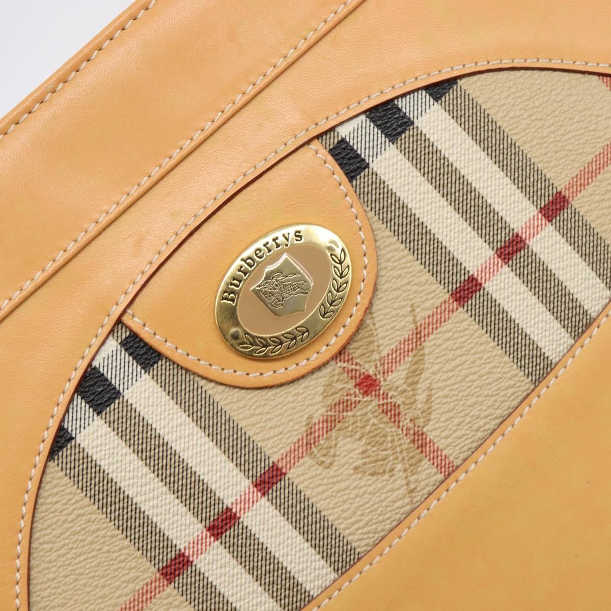 Burberry Nova Check Shoulder Bag Leather Beige Leather Shoulder Bag Bag (Pre-Owned)