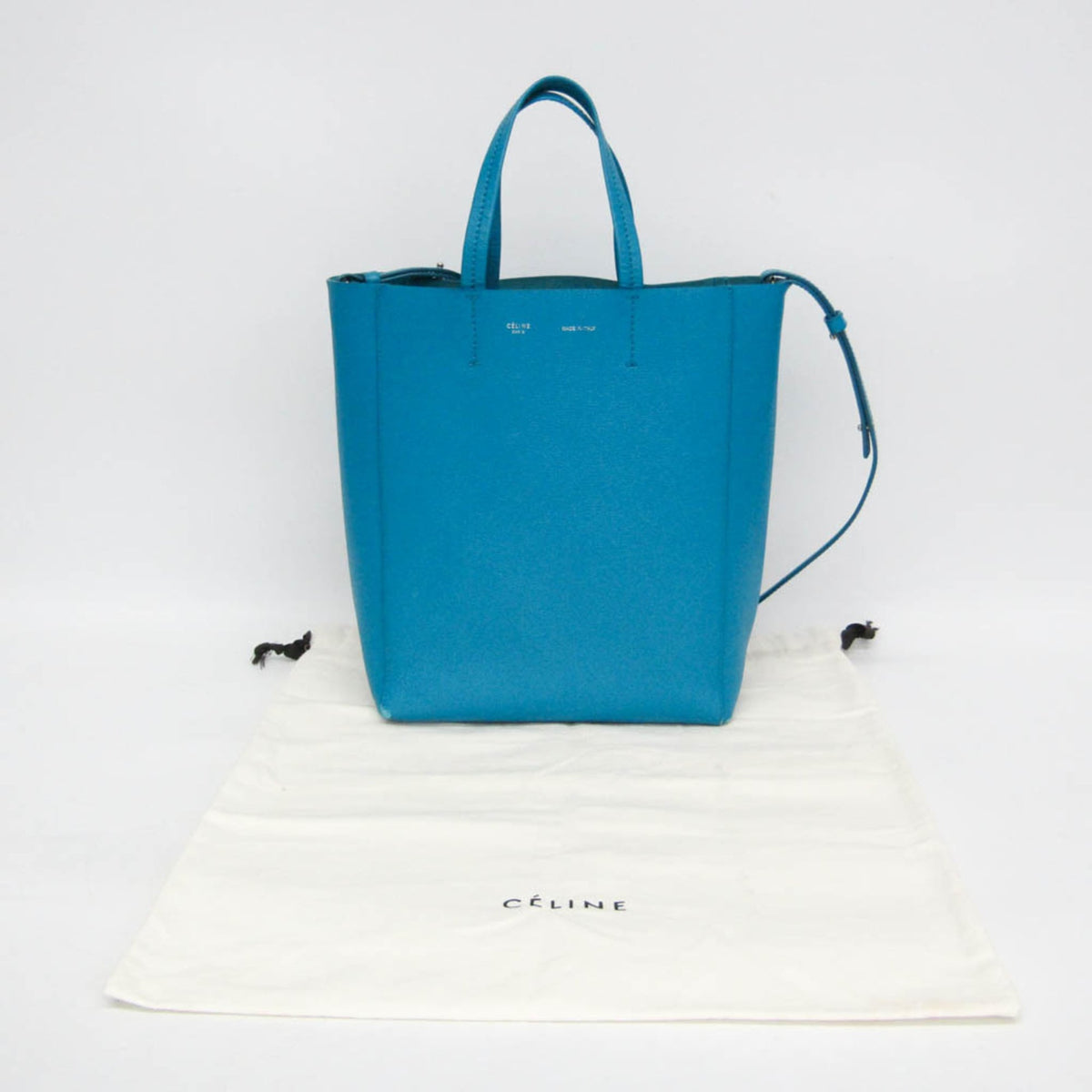 Celine Vertical Cabas All Over Logo Print Leather Blue Leather Tote Bag Bag (Pre-Owned)