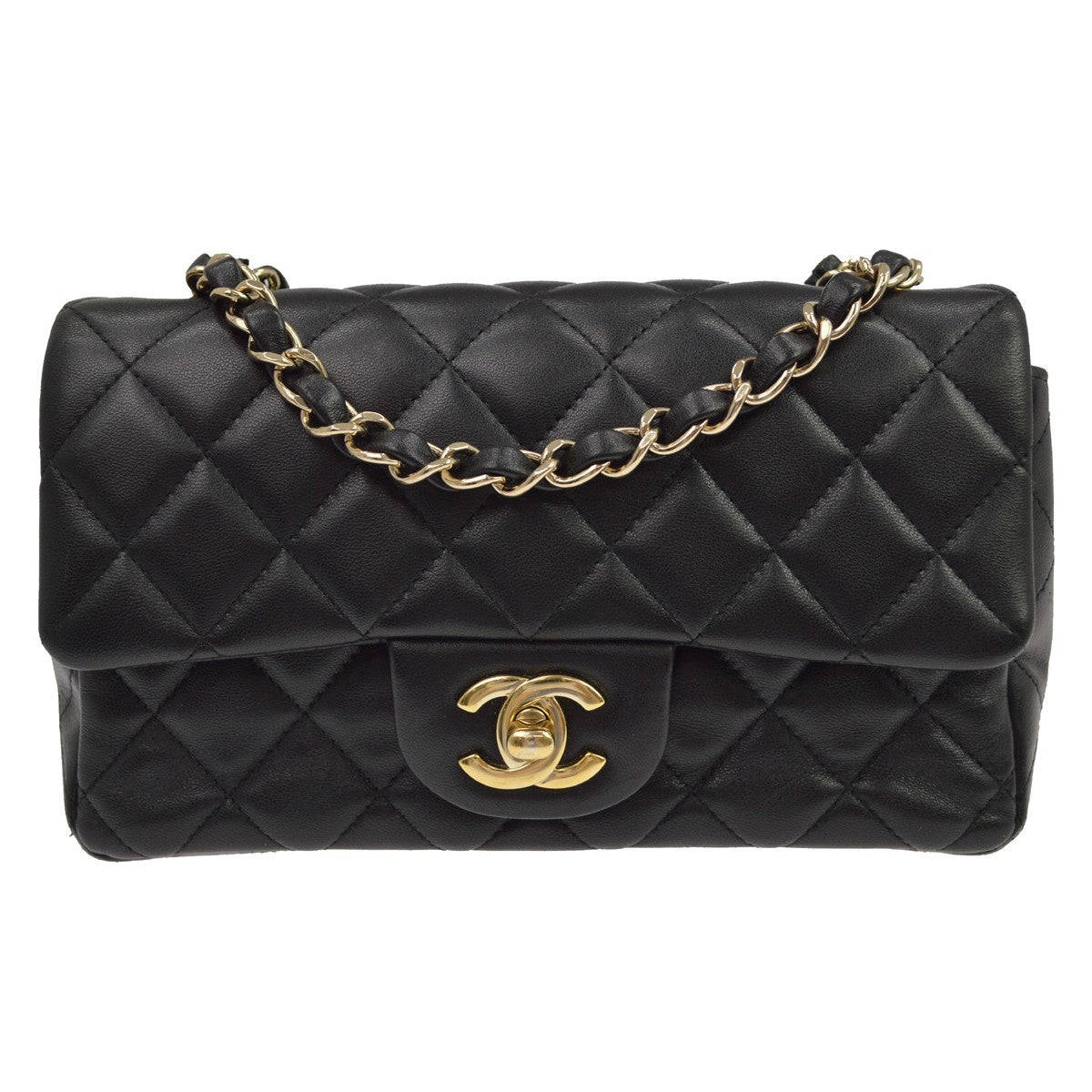 Chanel Classic Single Flap Quilted Lambskin Black Leather Shoulder Bag Bag (Pre-Owned)