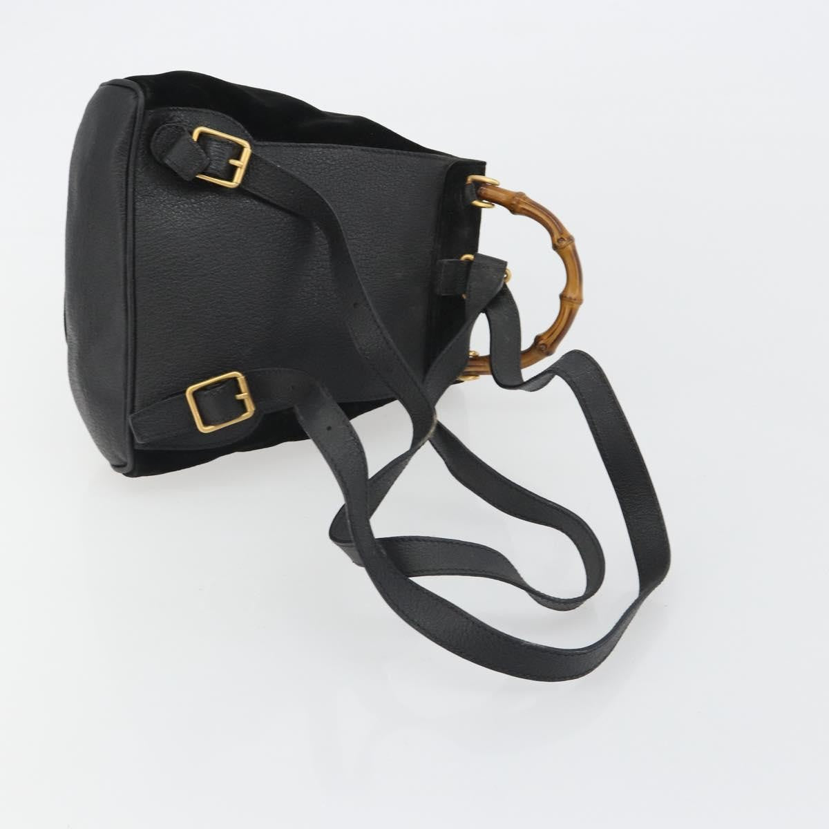 Gucci Gucci Bamboo Daim Black Suede Backpack Bag (Pre-Owned)