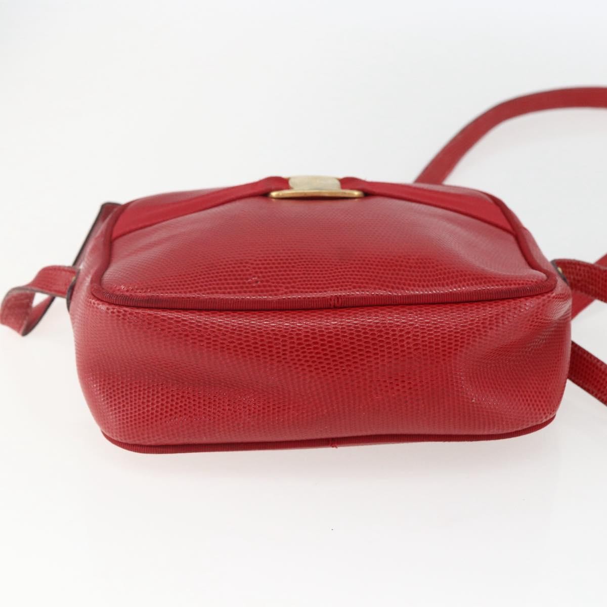 Salvatore Ferragamo Vara Bow Camera Leather Red Leather Shoulder Bag Bag (Pre-Owned)